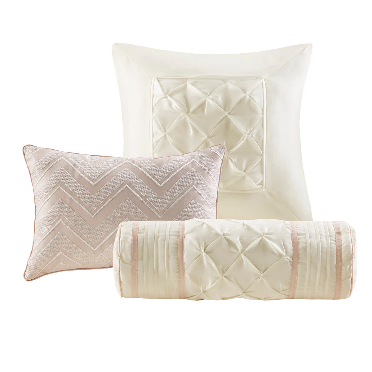 7 Piece Tufted Comforter Set Blush King - Image 5