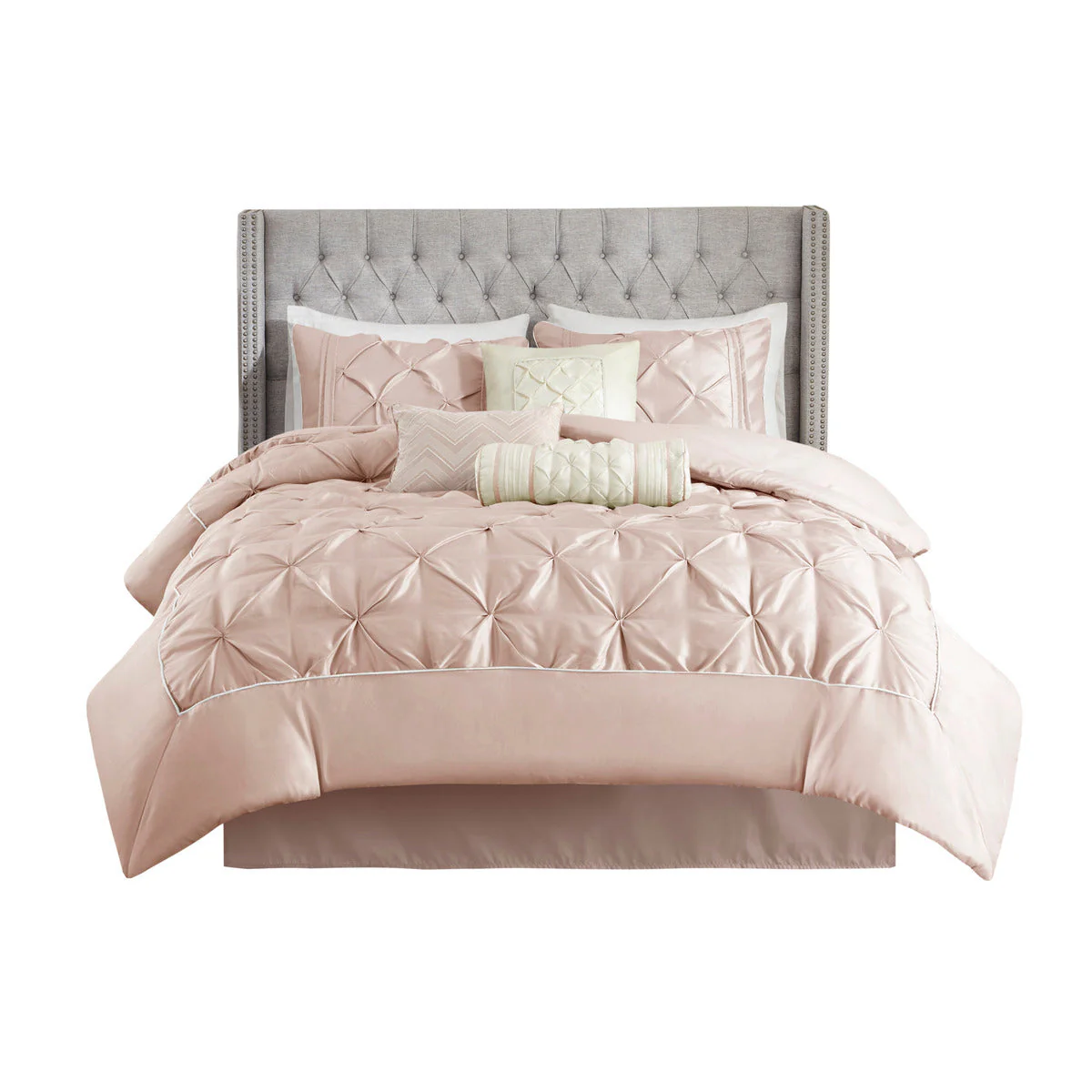 7 Piece Tufted Comforter Set Blush King - Image 6