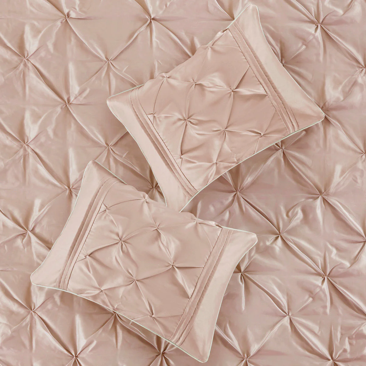 7 Piece Tufted Comforter Set Blush Queen - Image 2