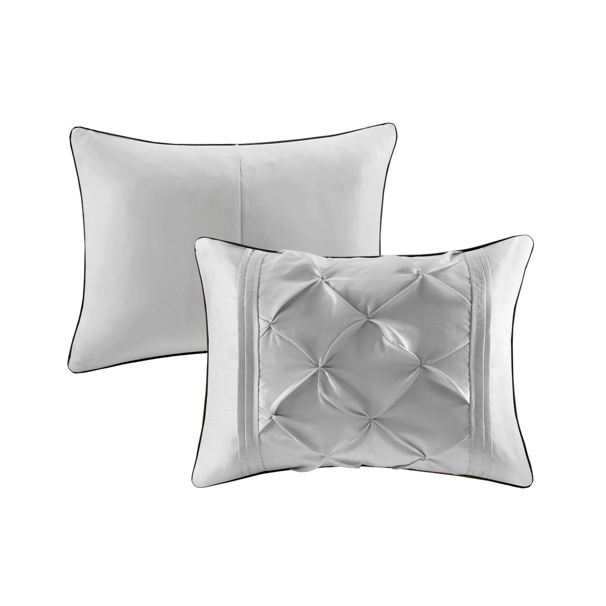 7 Piece Tufted Comforter Set Grey California King - Image 9