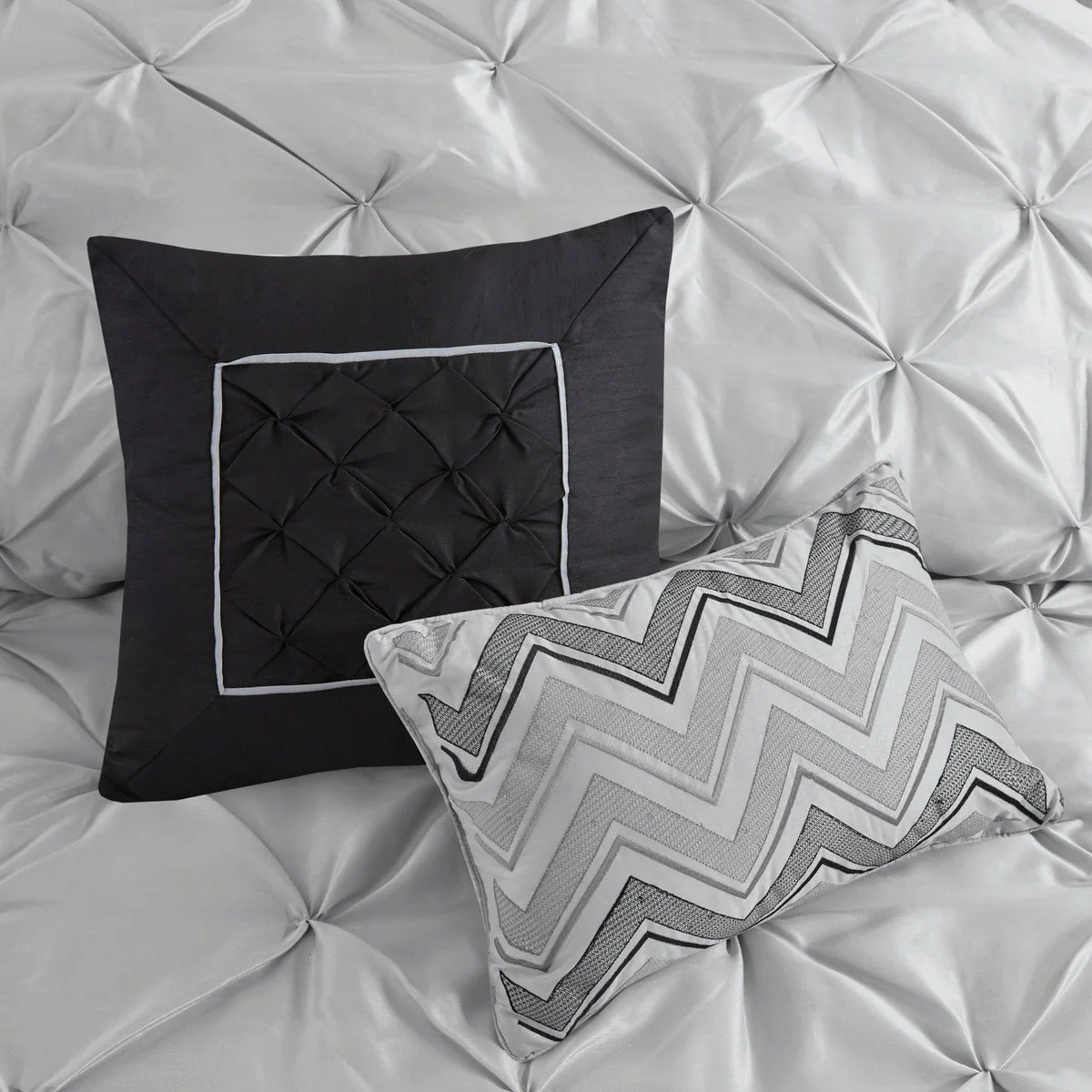7 Piece Tufted Comforter Set Grey King - Image 11