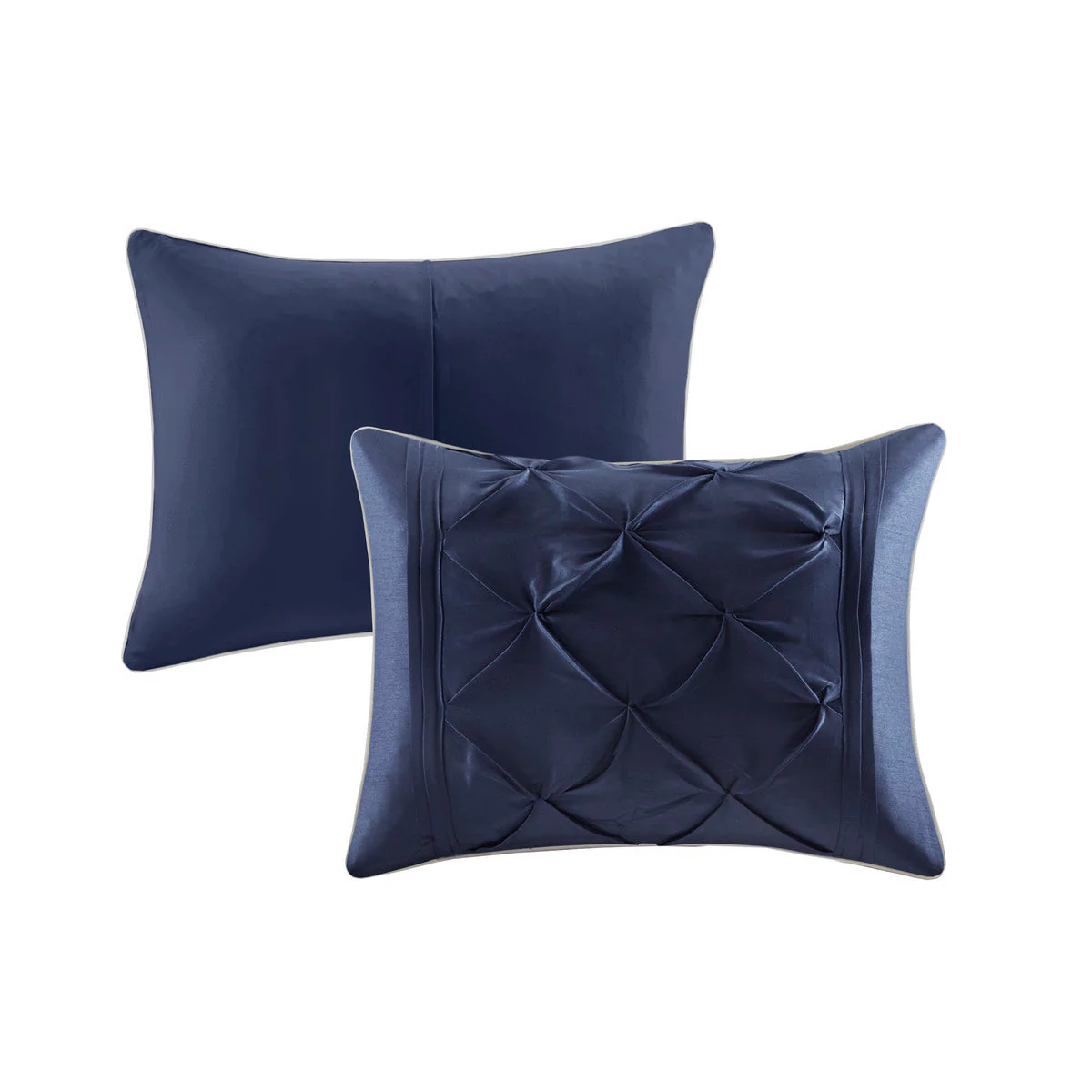 7 Piece Tufted Comforter Set Navy King - Image 6