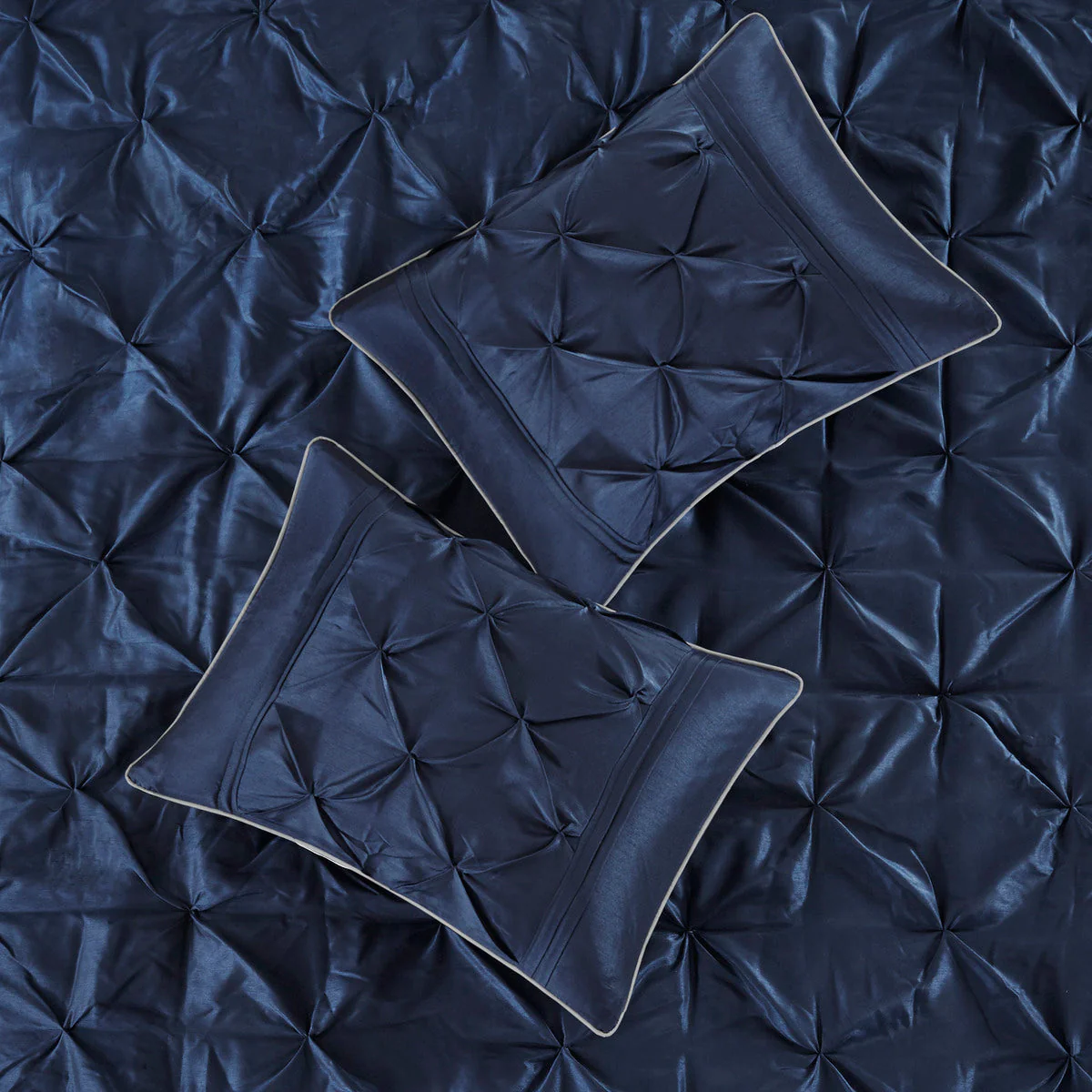 7 Piece Tufted Comforter Set Navy Queen - Image 8