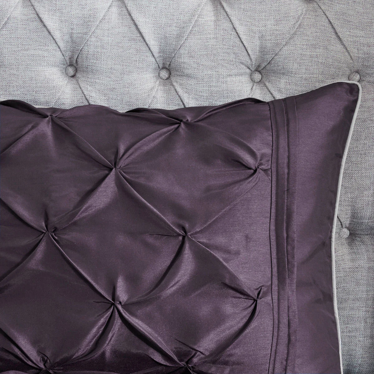7 Piece Tufted Comforter Set Plum California King - Image 3