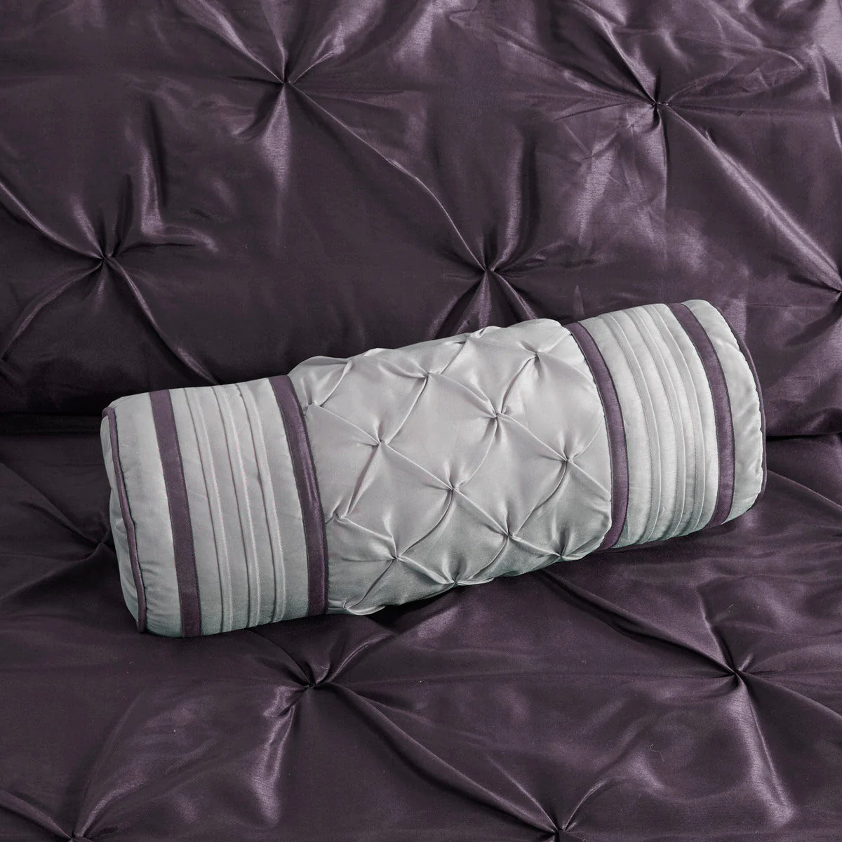 7 Piece Tufted Comforter Set Plum California King - Image 5
