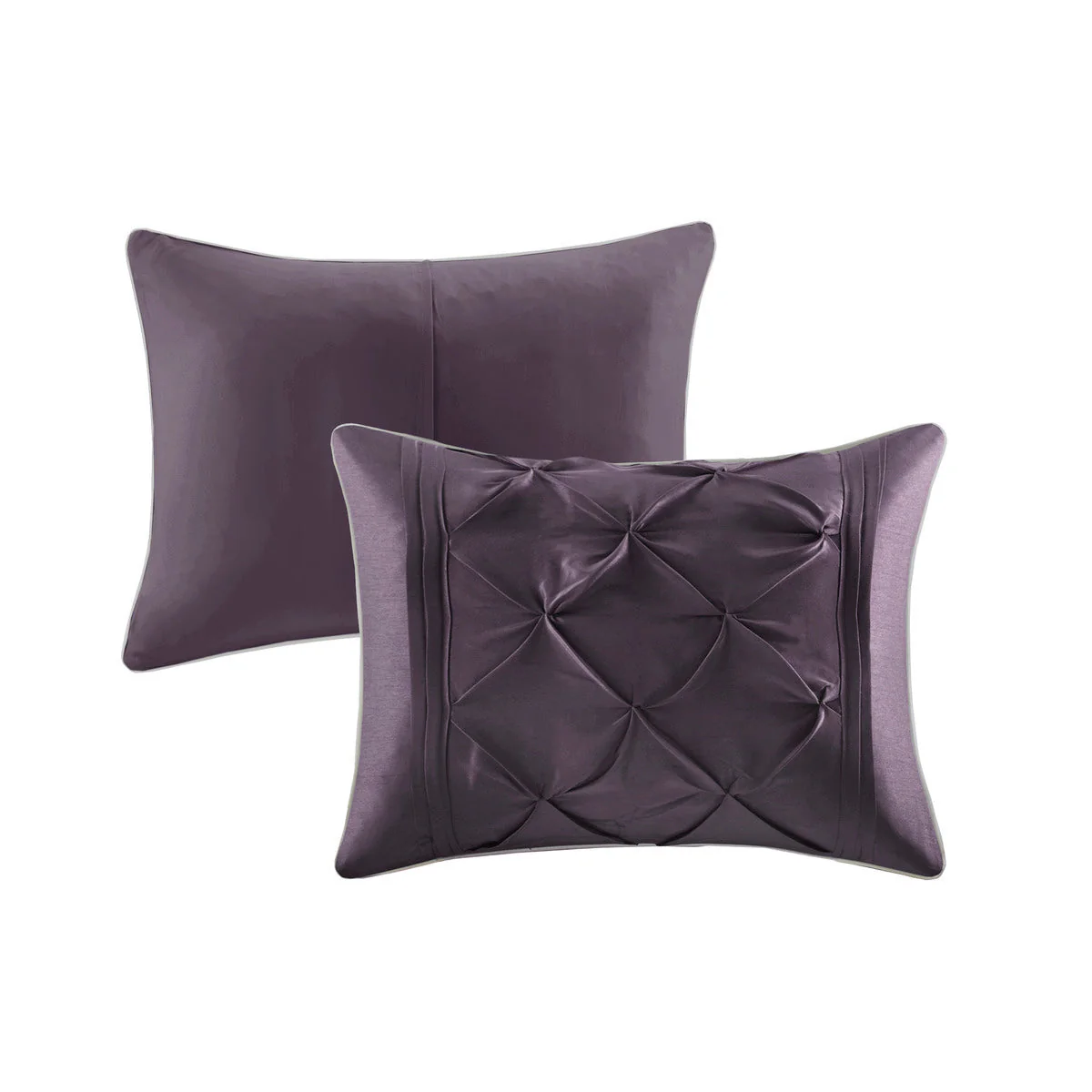 7 Piece Tufted Comforter Set Plum California King - Image 9
