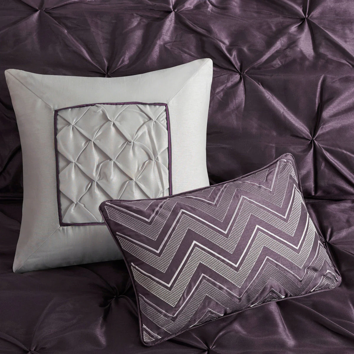 7 Piece Tufted Comforter Set Plum Full - Image 13