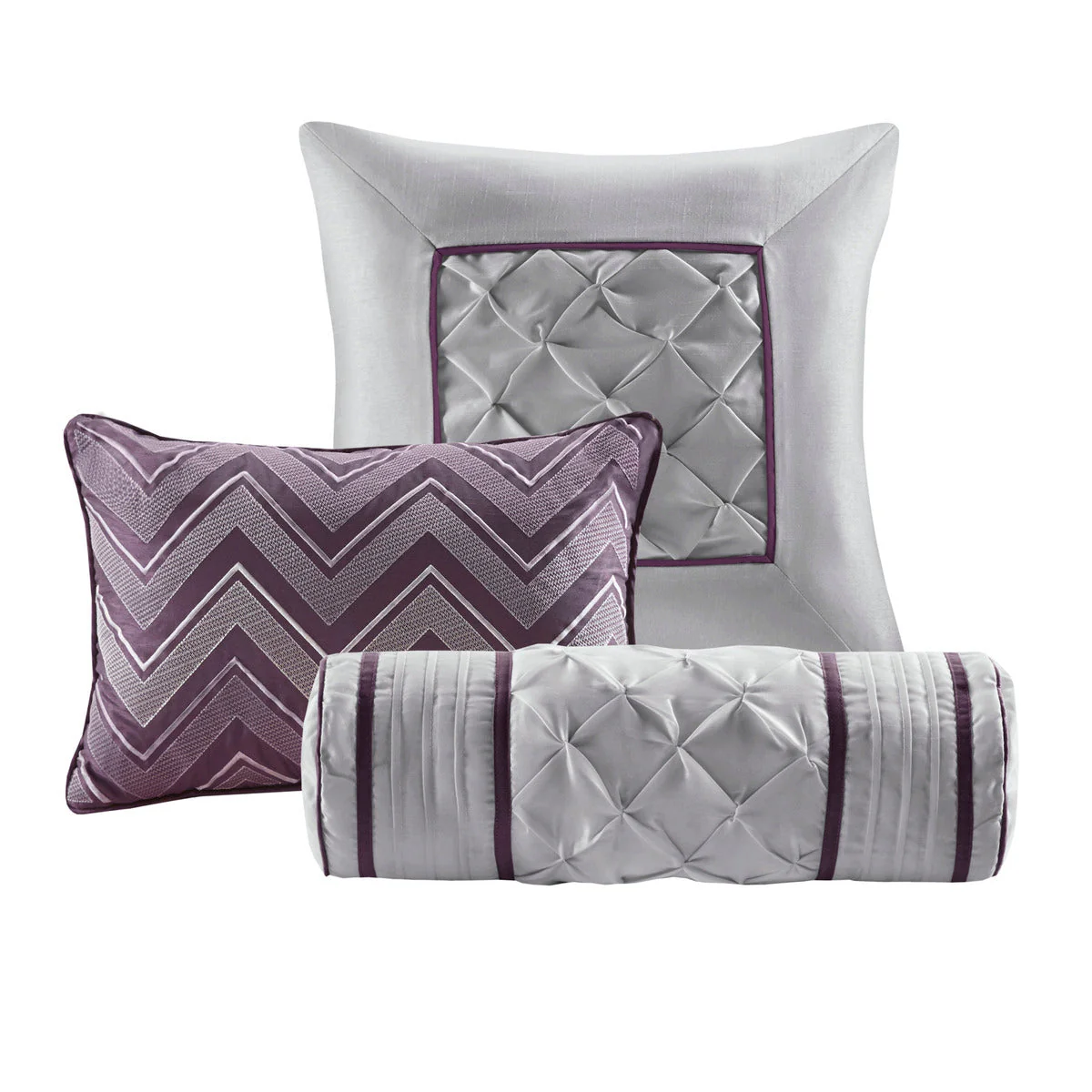 7 Piece Tufted Comforter Set Plum Full - Image 4