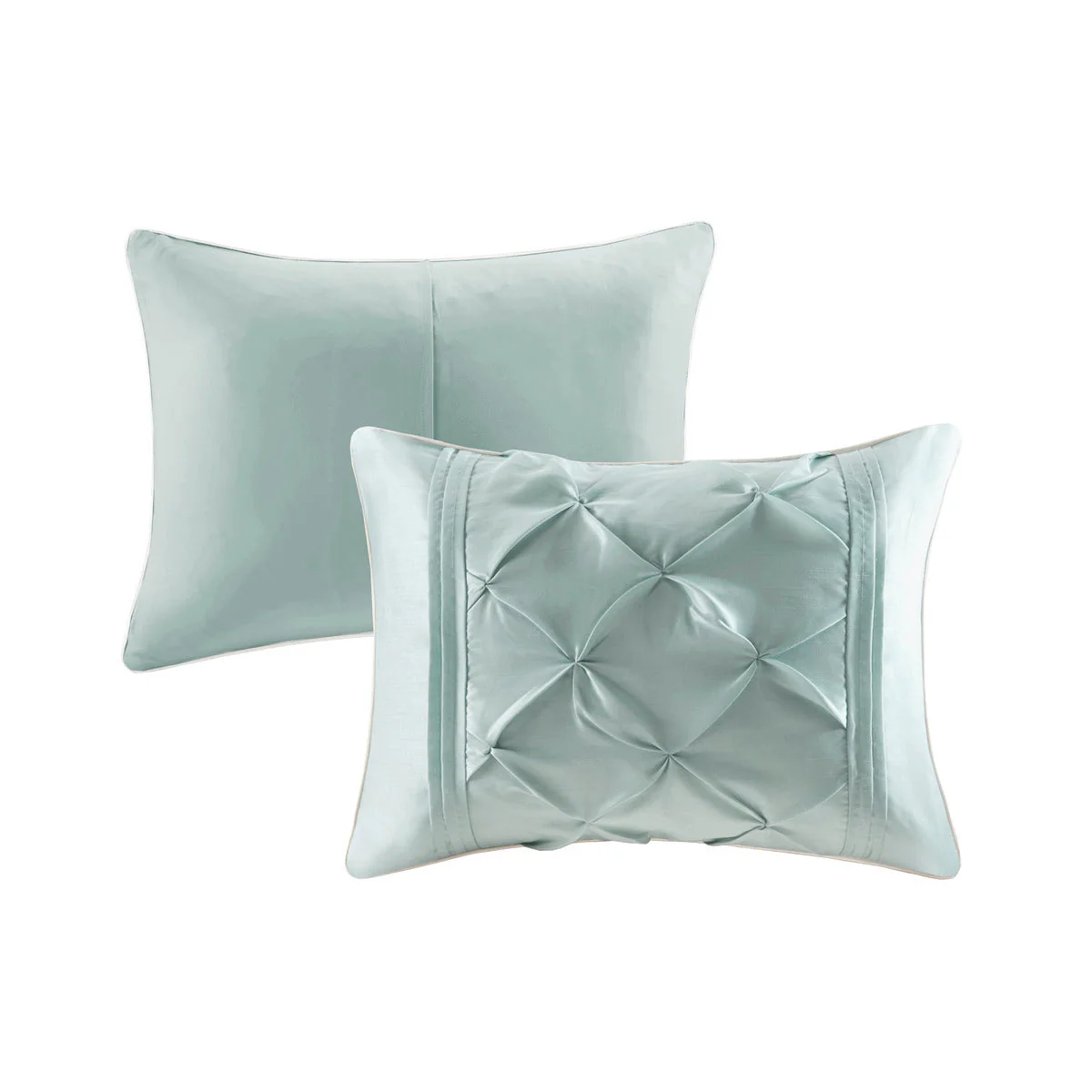 7 Piece Tufted Comforter Set Seafoam King - Image 4