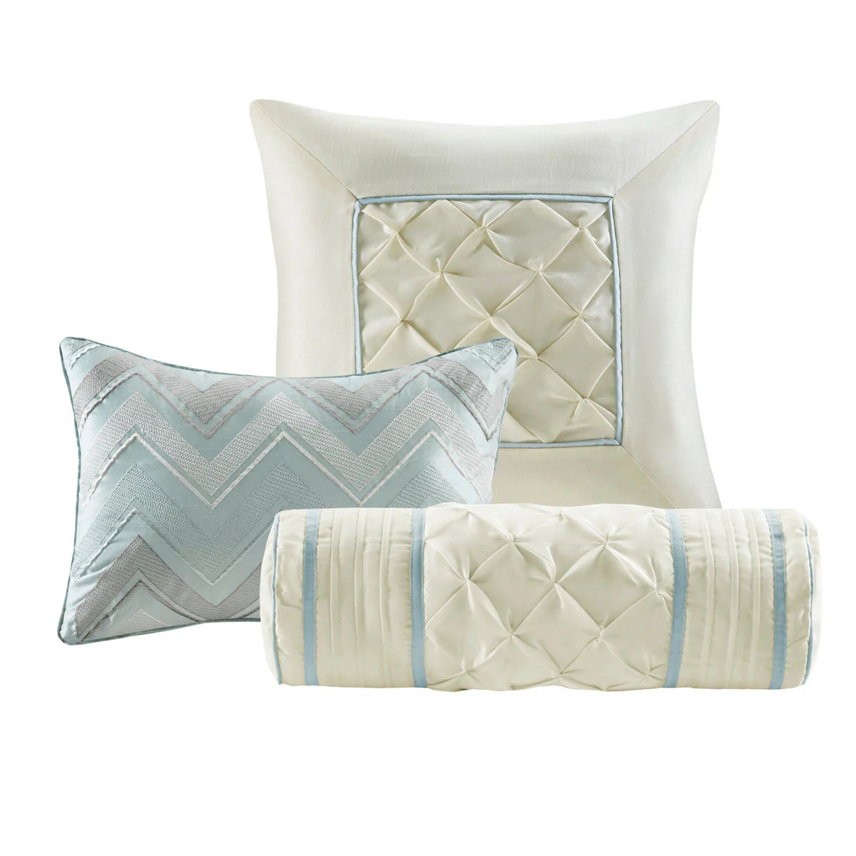 7 Piece Tufted Comforter Set Seafoam Queen - Image 3