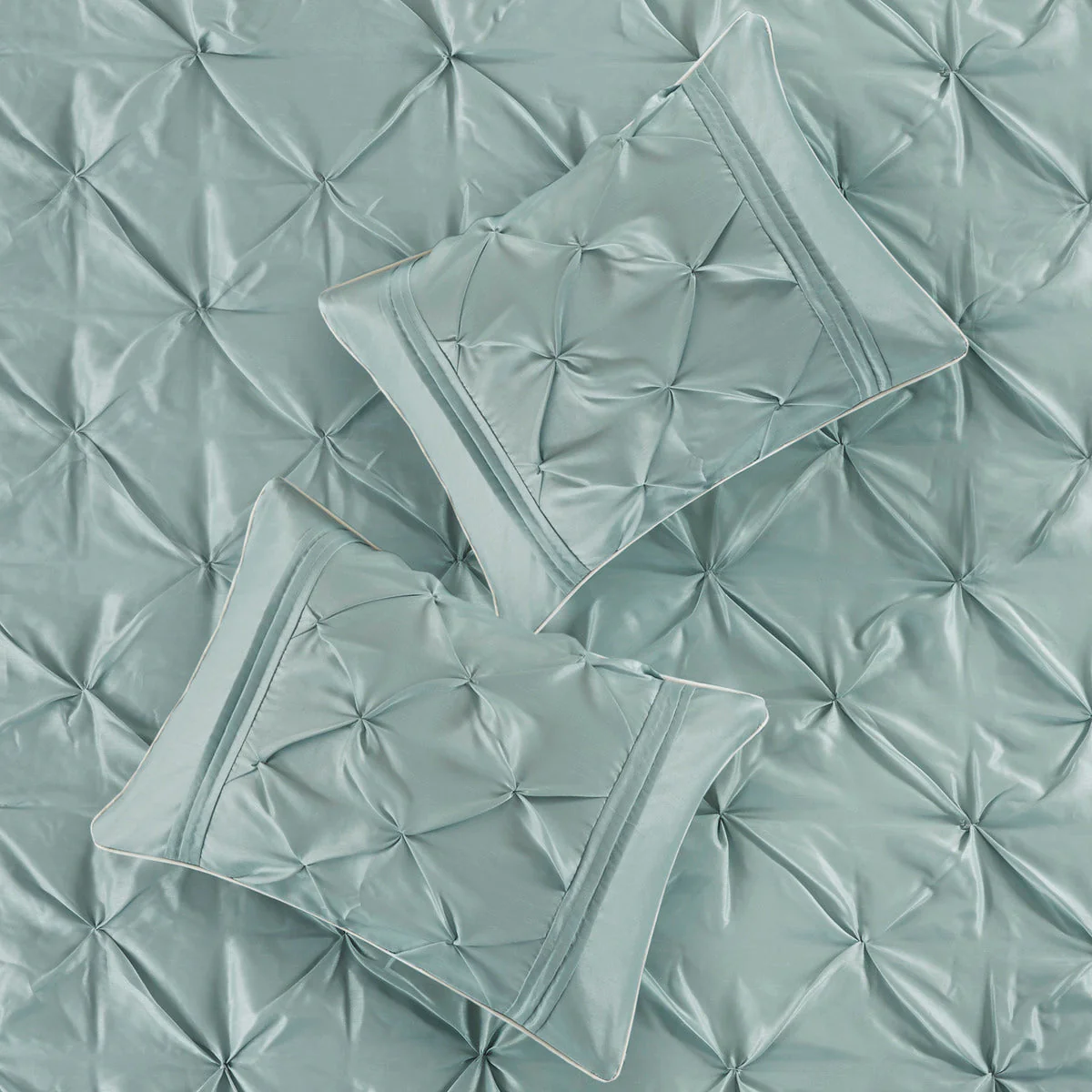 7 Piece Tufted Comforter Set Seafoam Queen - Image 8