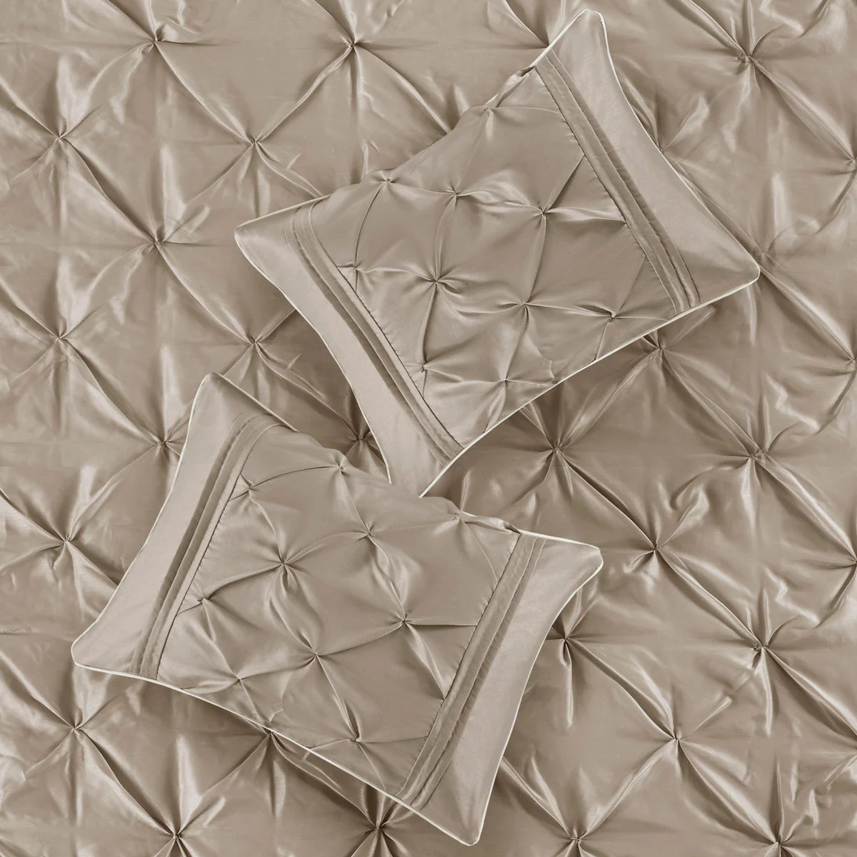 7 Piece Tufted Comforter Set Taupe King - Image 3