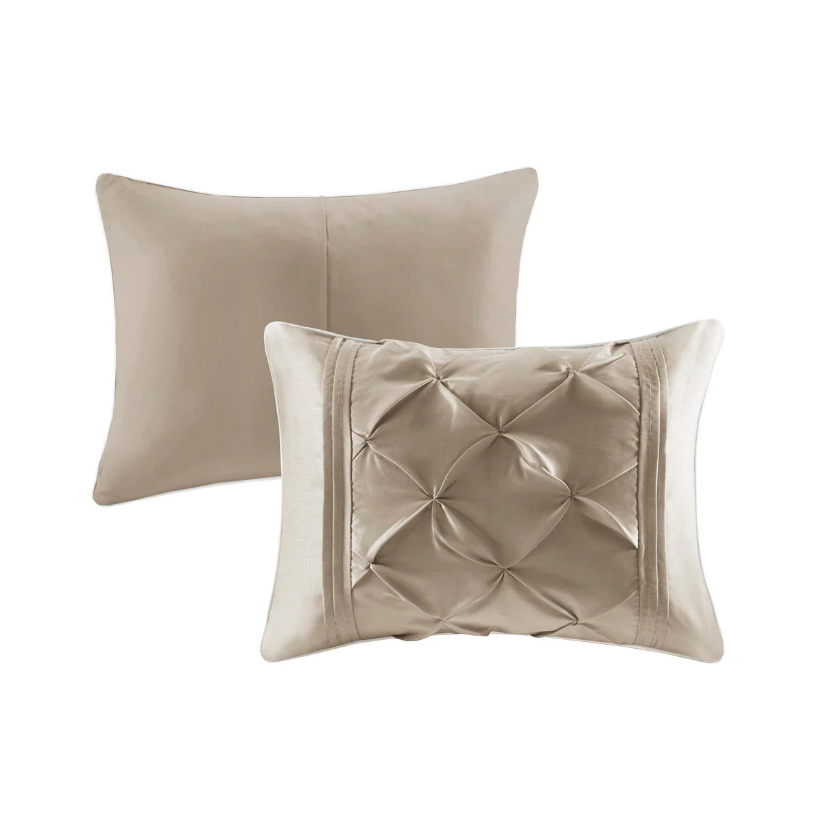 7 Piece Tufted Comforter Set Taupe King - Image 4