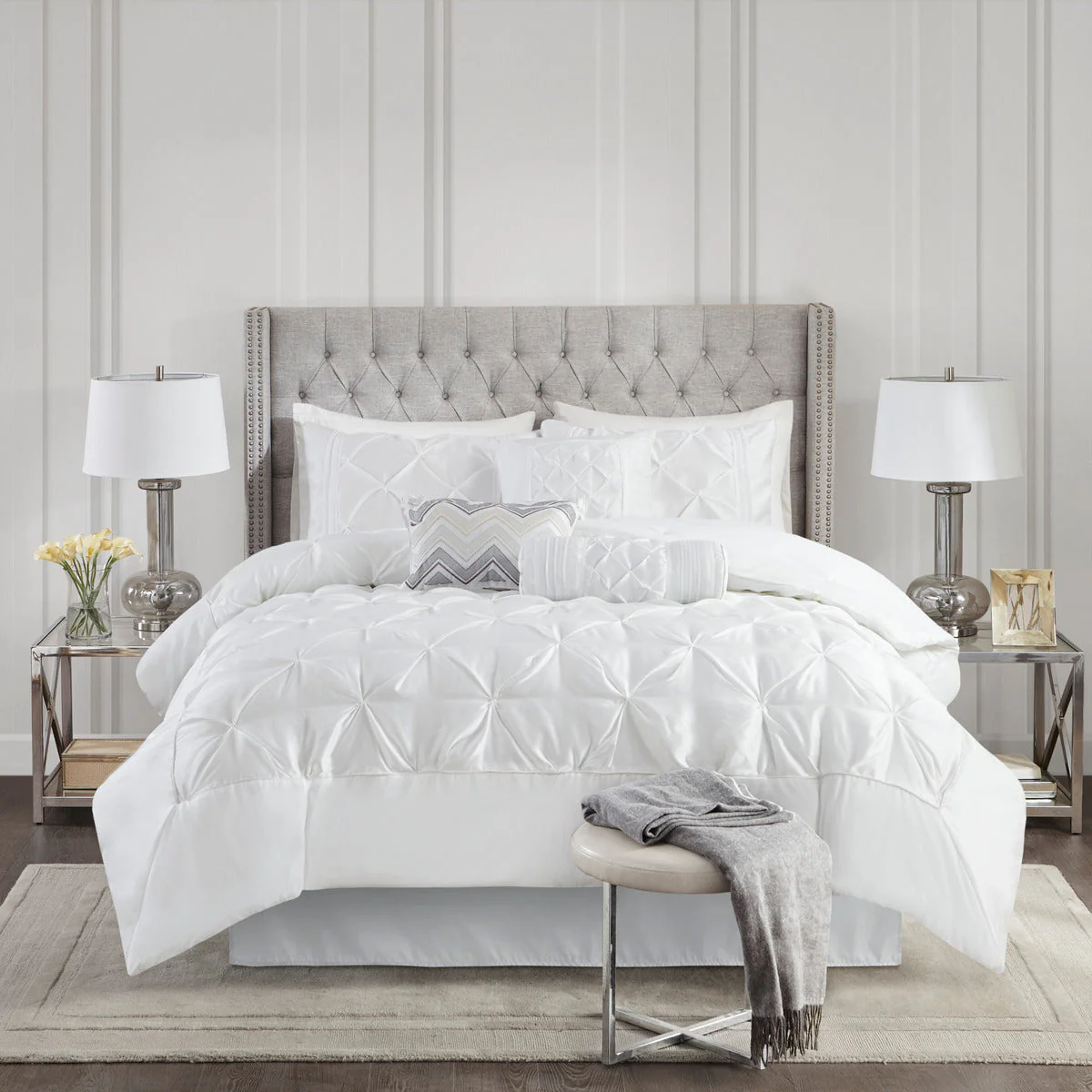 7 Piece Tufted Comforter Set White - Image 23