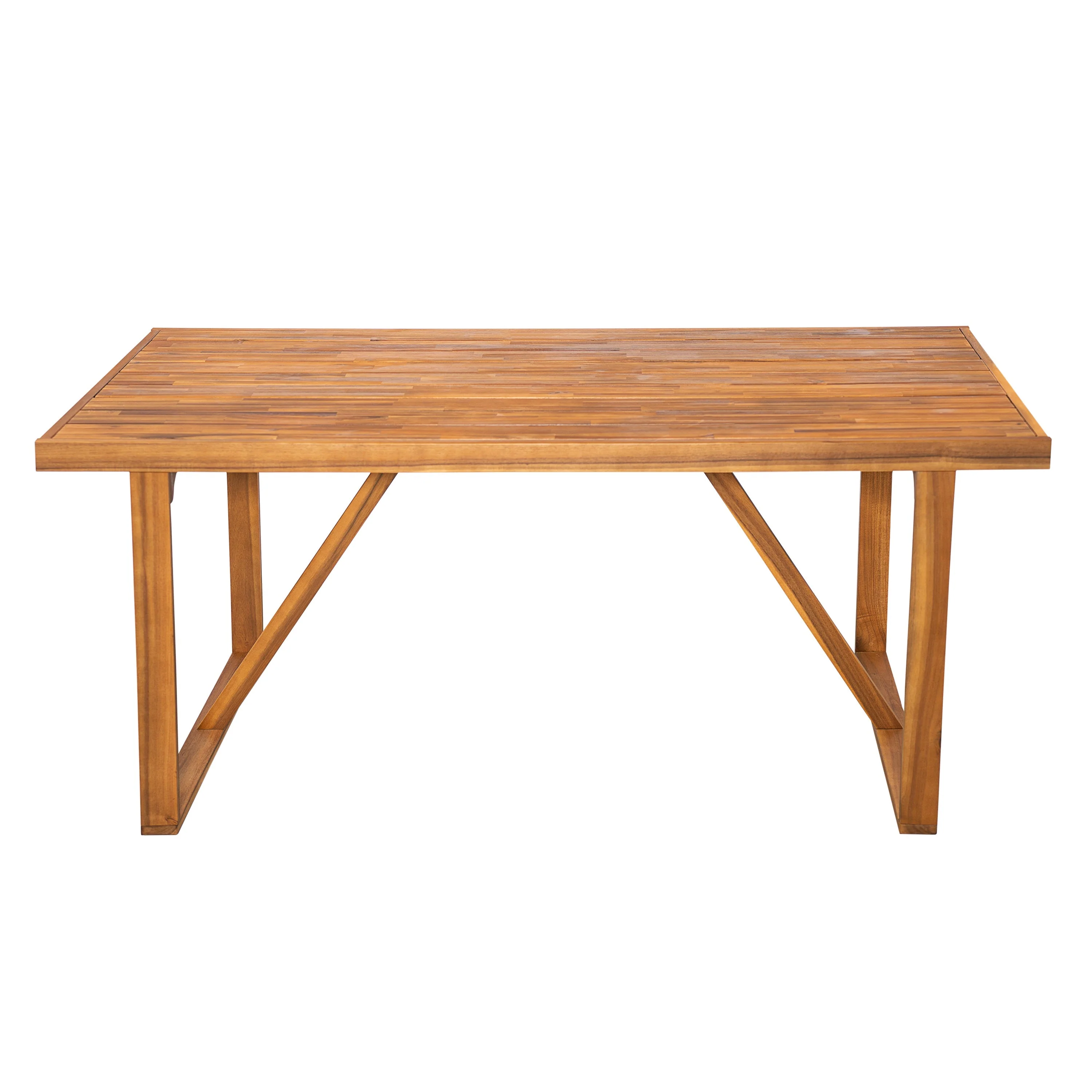 7 Pieces Acacia Wood Outdoor Dining Set, Modern 6 Chairs & 1 Large Table - Image 4