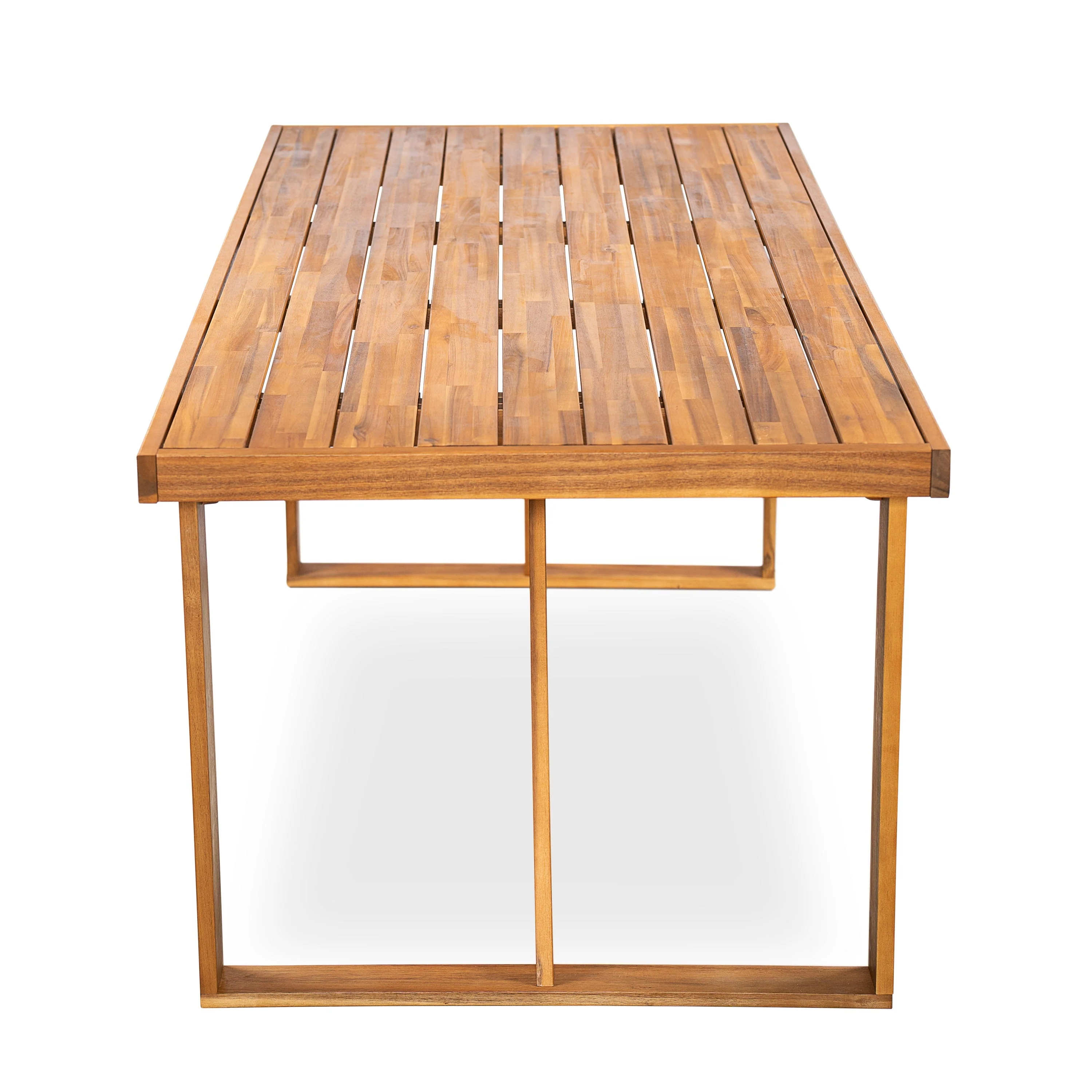 7 Pieces Acacia Wood Outdoor Dining Set, Modern 6 Chairs & 1 Large Table - Image 5