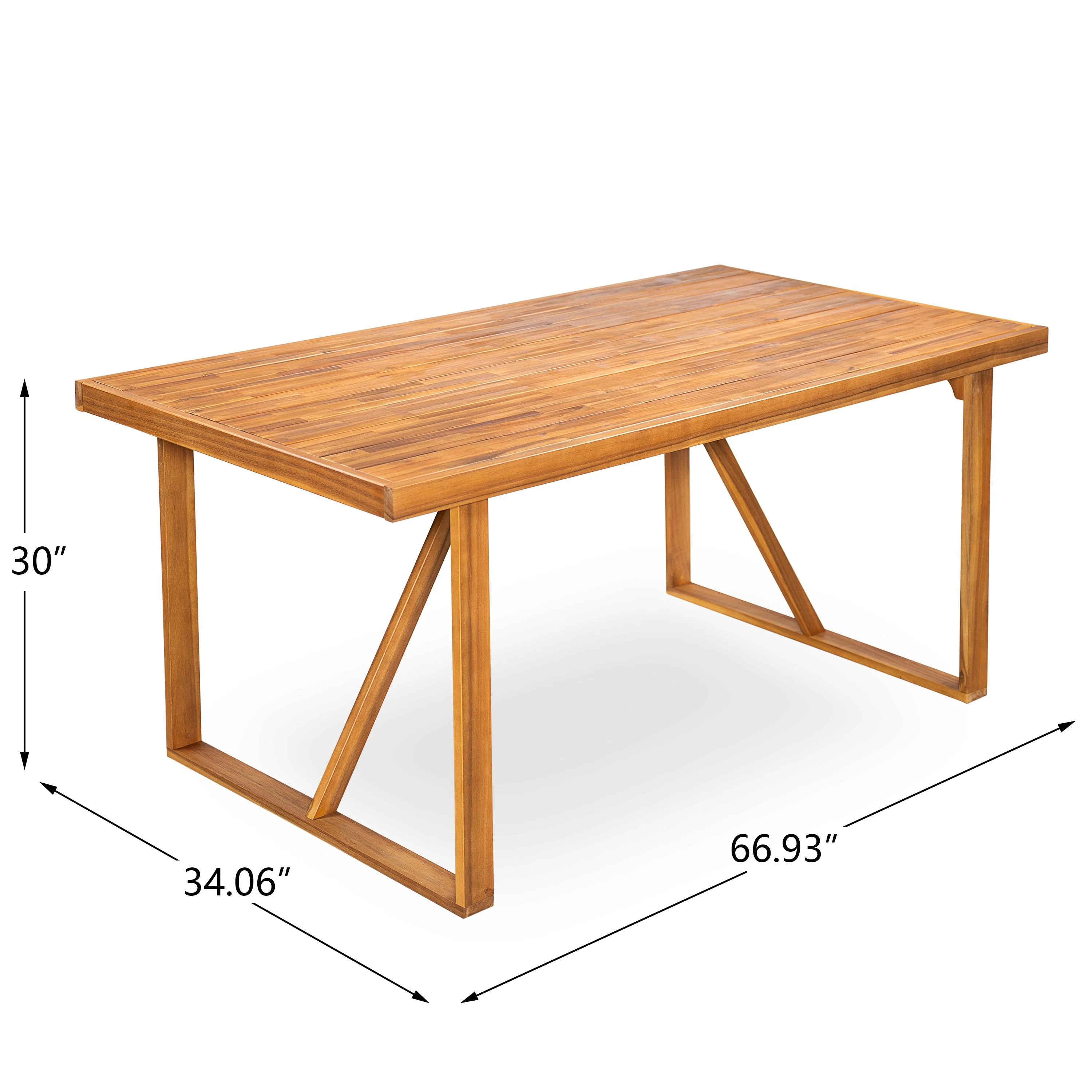 7 Pieces Acacia Wood Outdoor Dining Set, Modern 6 Chairs & 1 Large Table - Image 7