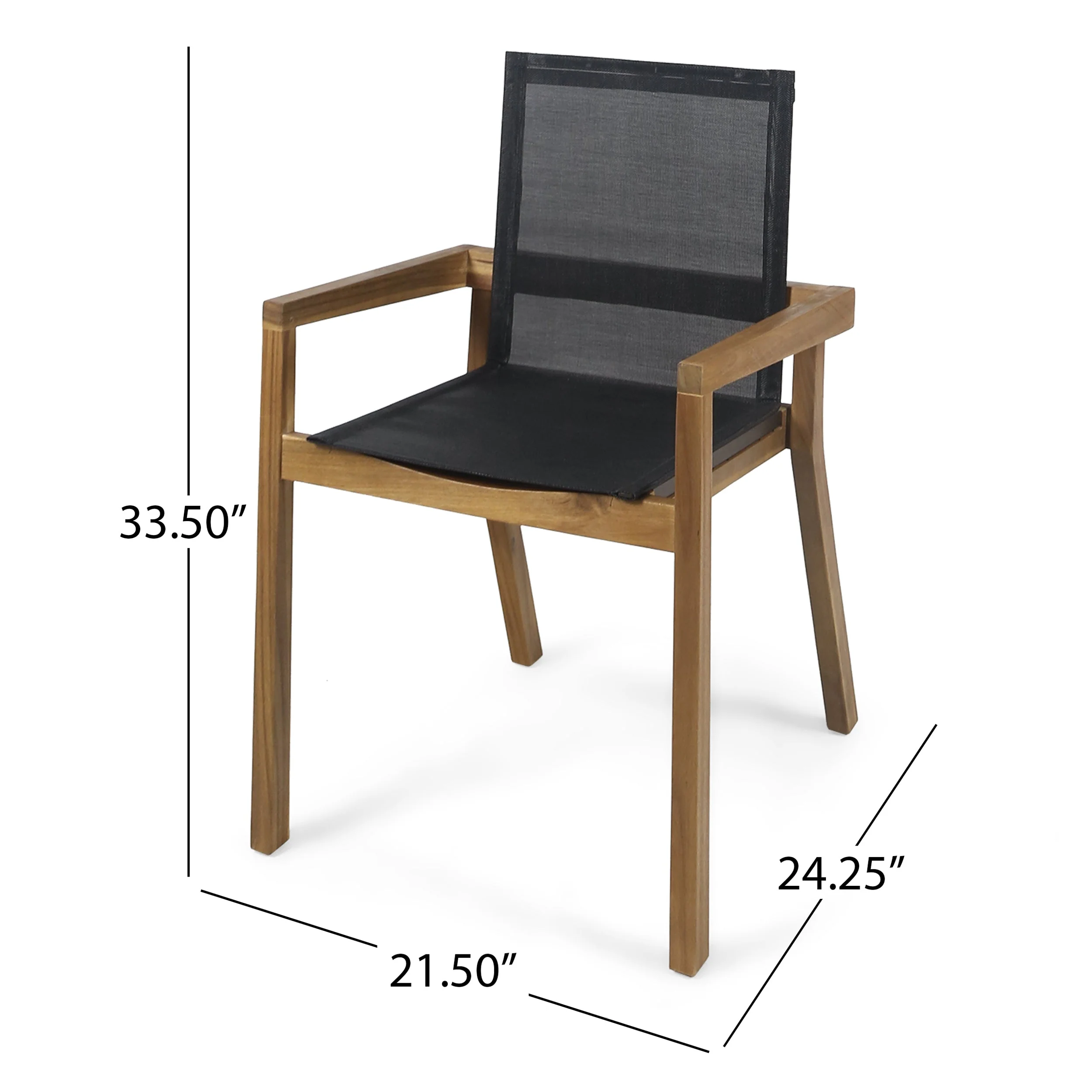 7 Pieces Acacia Wood Outdoor Dining Set with 6 Chairs - Image 3