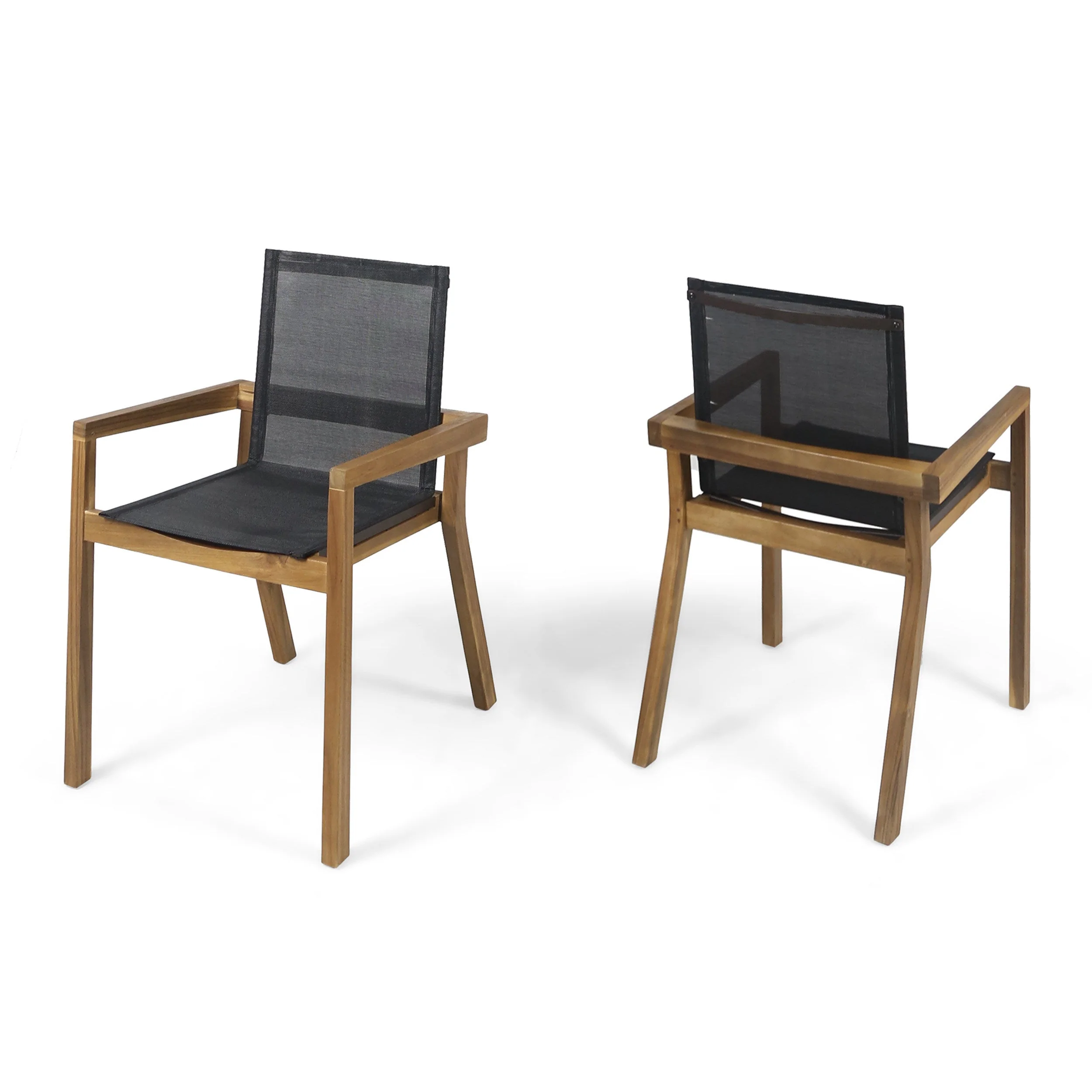 7 Pieces Acacia Wood Outdoor Dining Set with 6 Chairs - Image 4