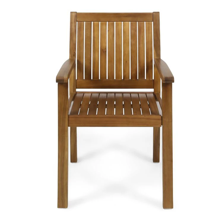 7 Pieces Acacia Wood Outdoor Dining Set with 6 Chairs and Large Table - Image 10