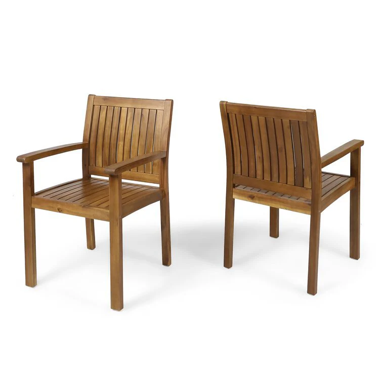 7 Pieces Acacia Wood Outdoor Dining Set with 6 Chairs and Large Table - Image 7