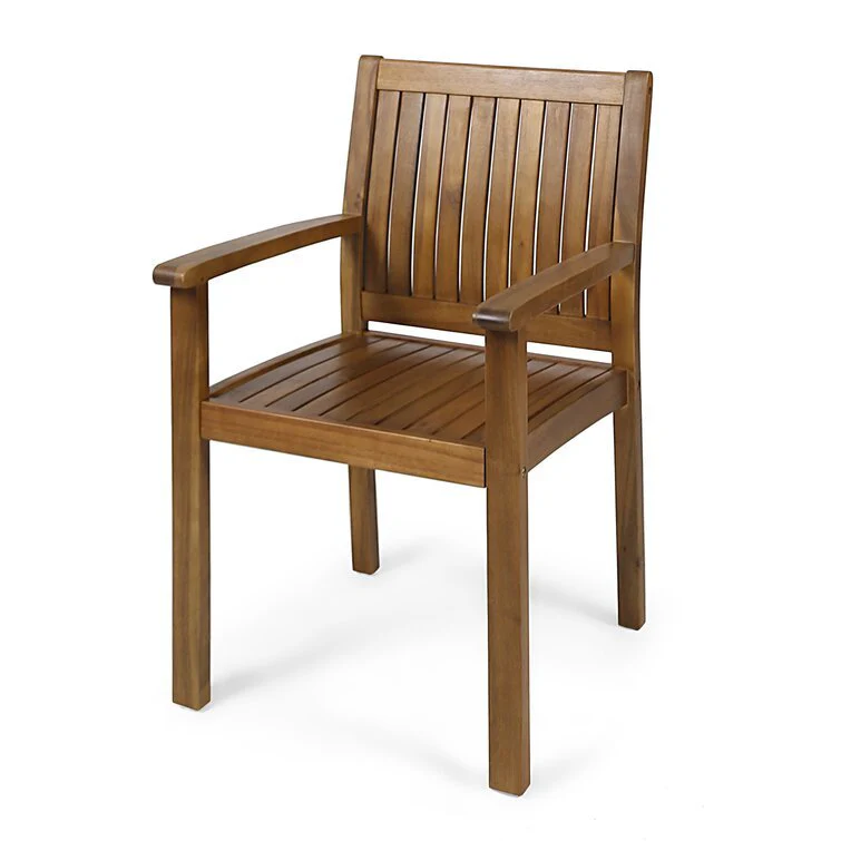 7 Pieces Acacia Wood Outdoor Dining Set with 6 Chairs and Large Table - Image 8