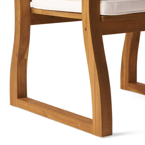 7 Pieces Acacia Wood Outdoor Dining Set with Cream Cushions - Image 10
