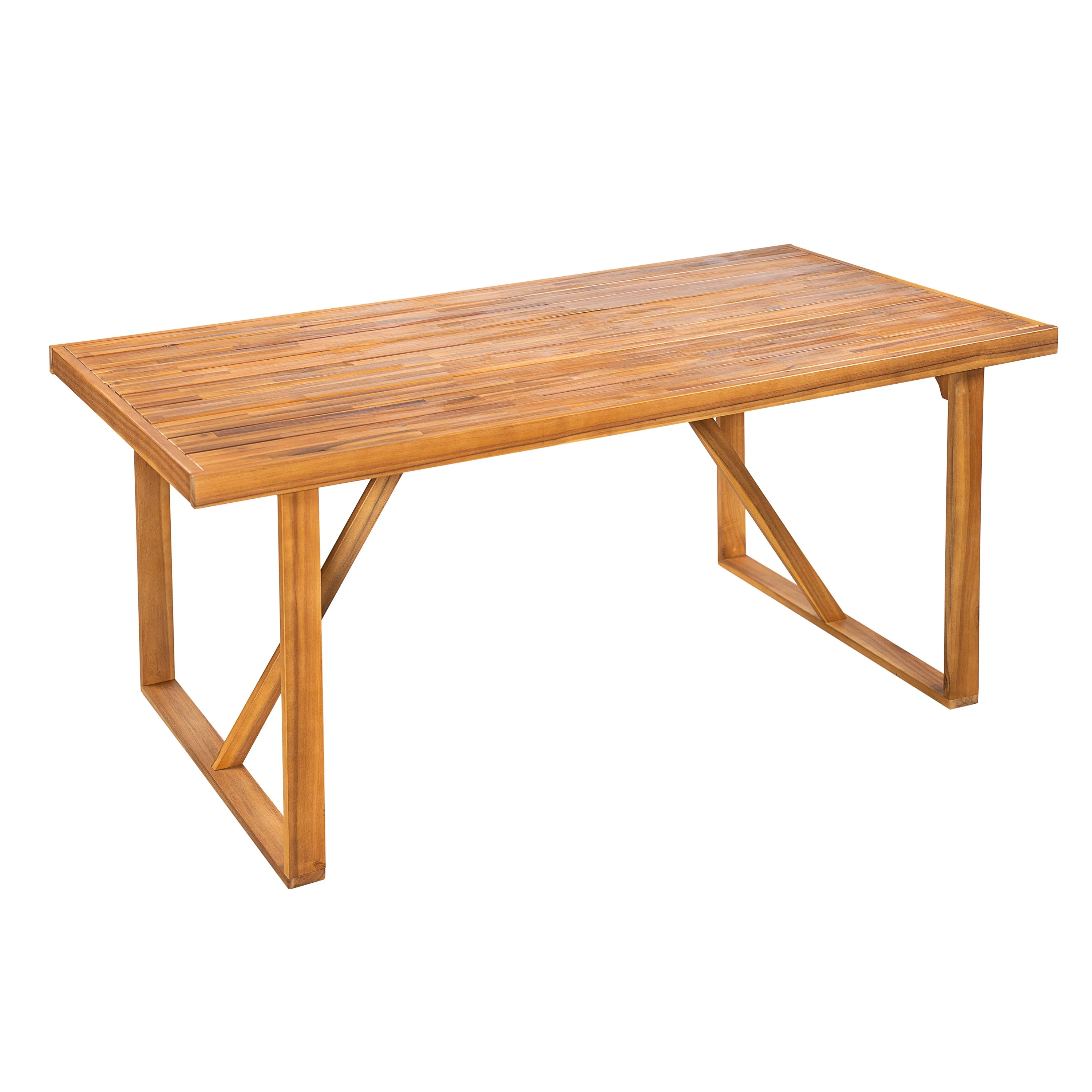 7 Pieces Acacia Wood Outdoor Dining Set with Cream Cushions - Image 2