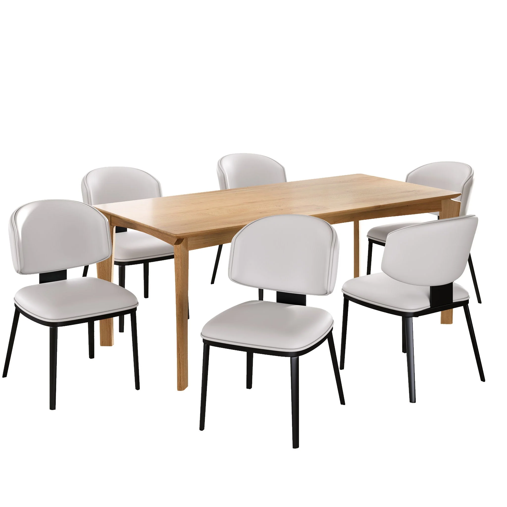 7 Pieces Contemporary Dining Set With Faux Leather Chairs - Image 2