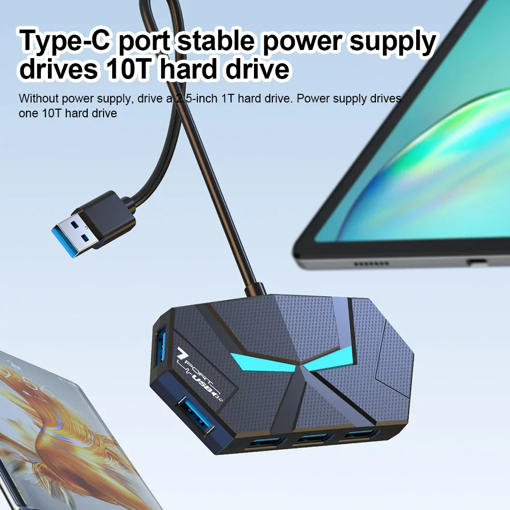 7 Port USB 3.0 Hub Powered USB Splitter 5Gbps PD Dock for Laptop PC - Image 4