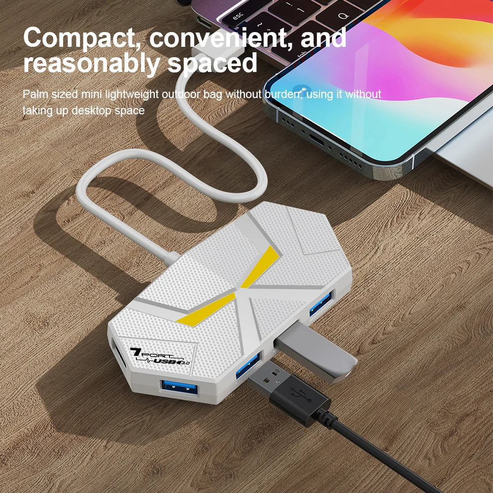7 Port USB 3.0 Hub Powered USB Splitter 5Gbps PD Dock for Laptop PC - Image 5