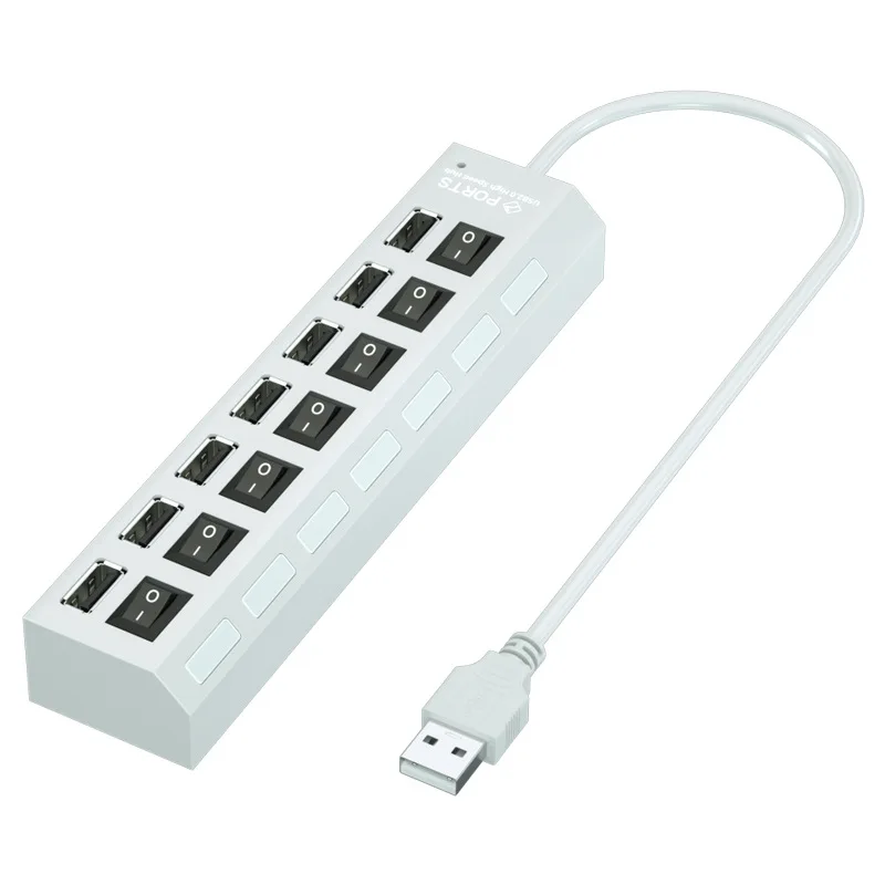 7 Port USB Hub with Switch Powered USB Splitter for PC Laptop MacBook - Image 3