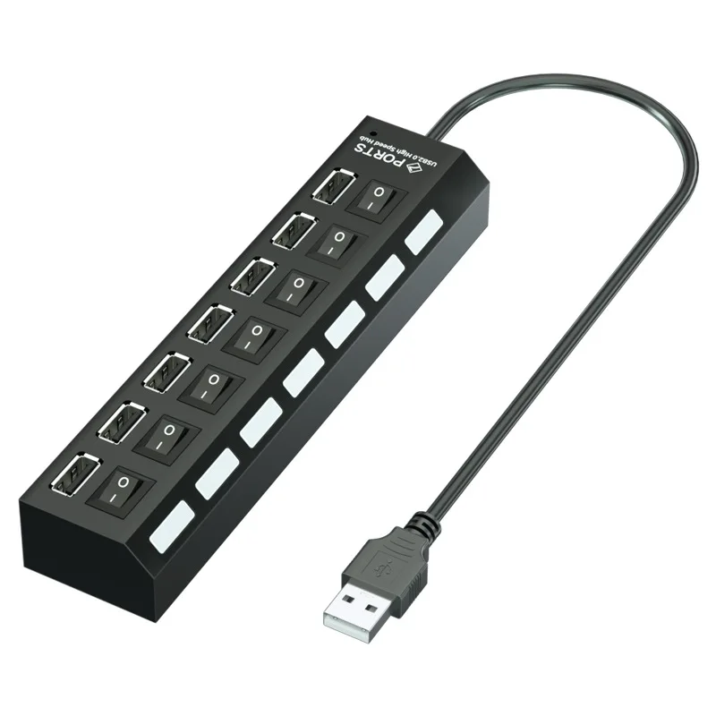 7 Port USB Hub with Switch Powered USB Splitter for PC Laptop MacBook - Image 7
