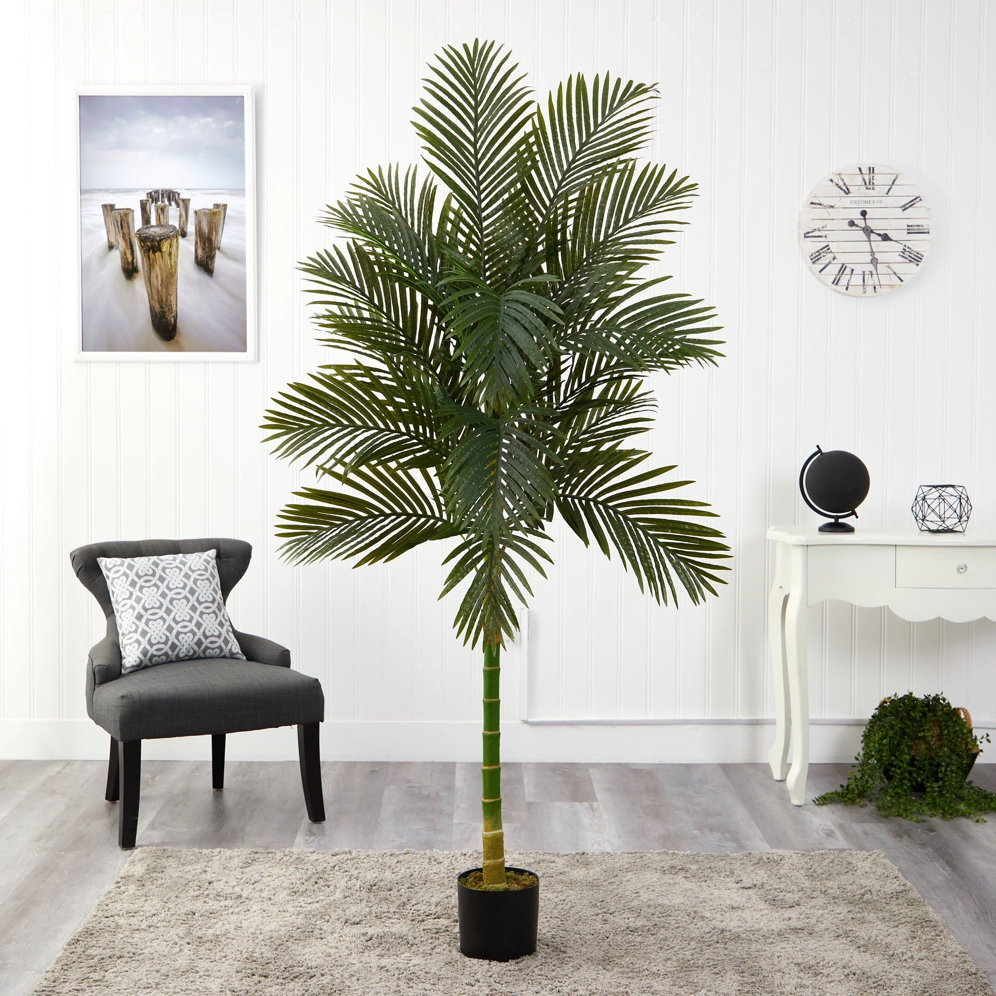 7’ Single Stalk Golden Cane Artificial Palm Tree - Image 3