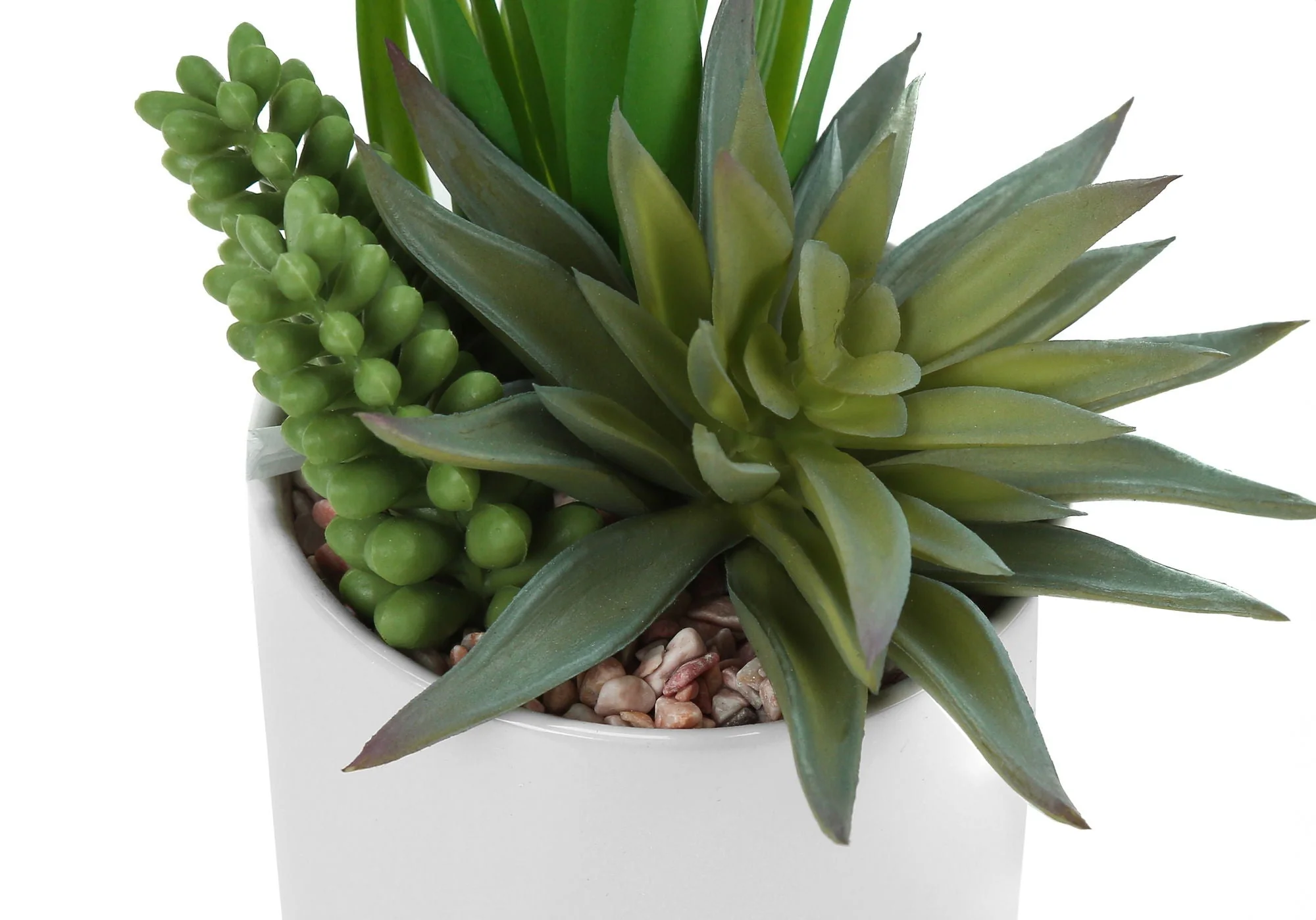 7" Tall, Artificial Plant, Succulent, Indoor, Faux, Fake, Table, Greenery, Potted, Decorative (Set of 2) - Green / White - Image 2