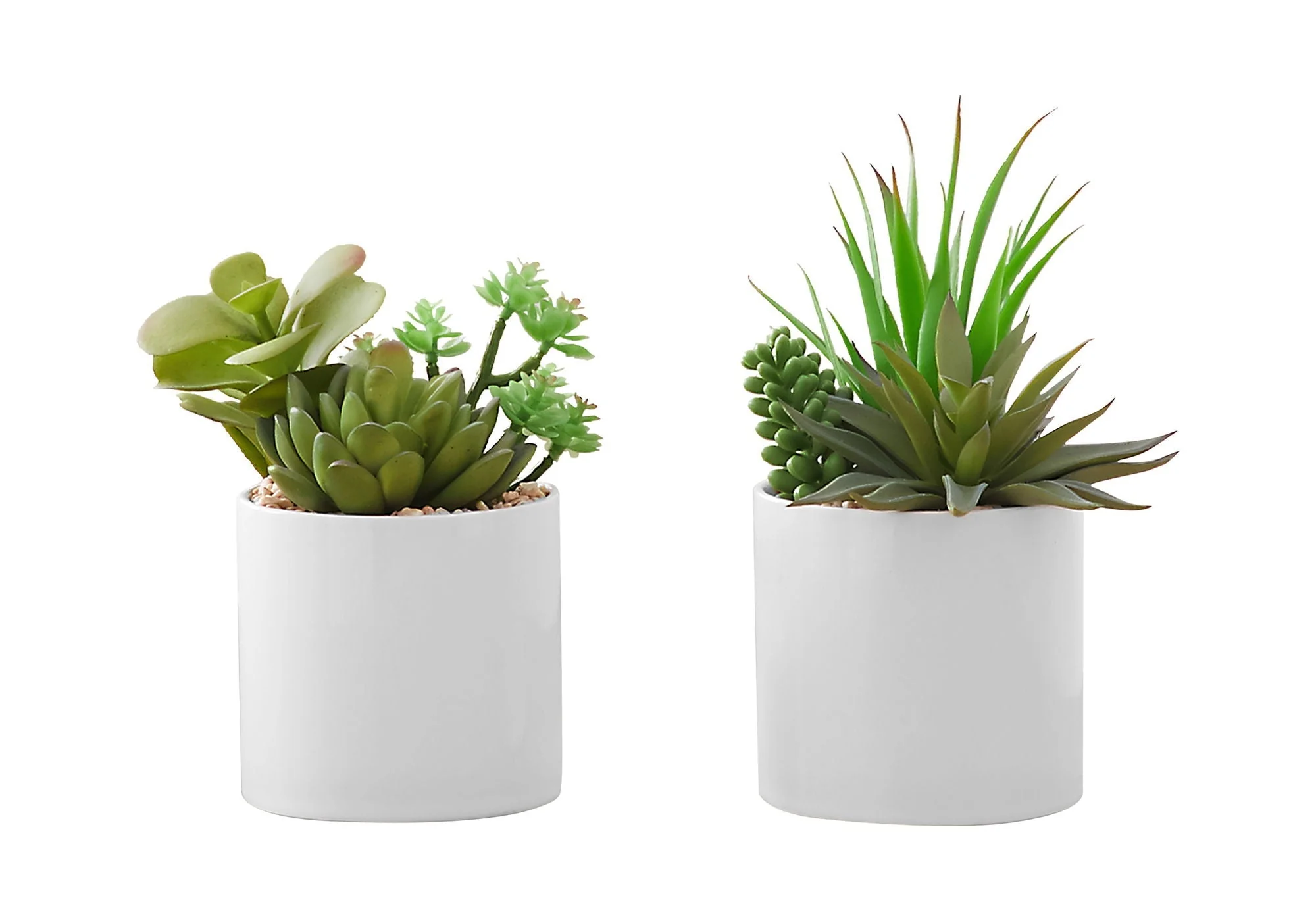 7" Tall, Artificial Plant, Succulent, Indoor, Faux, Fake, Table, Greenery, Potted, Decorative (Set of 2) - Green / White - Image 4