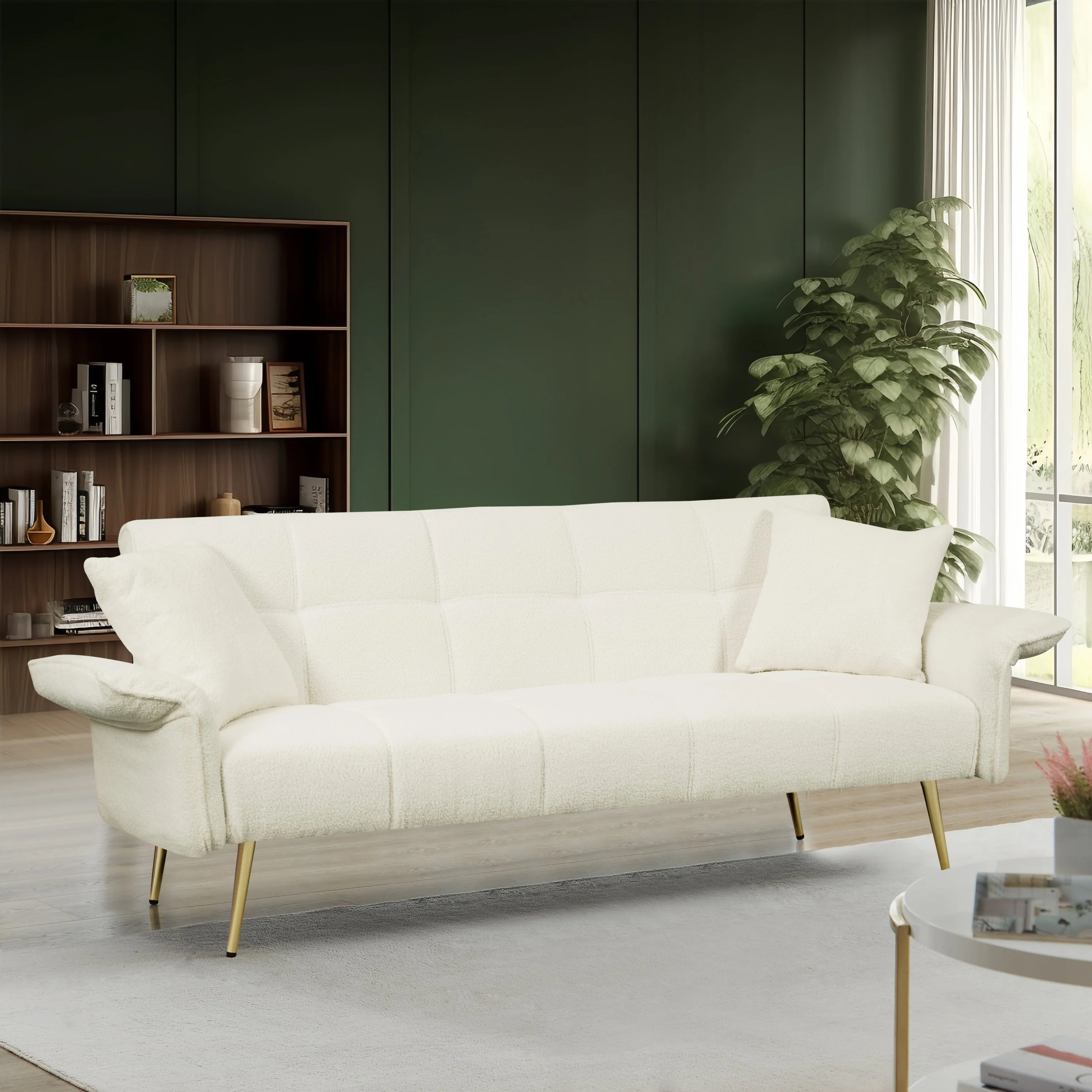 70.1" Futon Sofa Bed Convertible Double Sofa Bed with Folding Armrests - Image 2