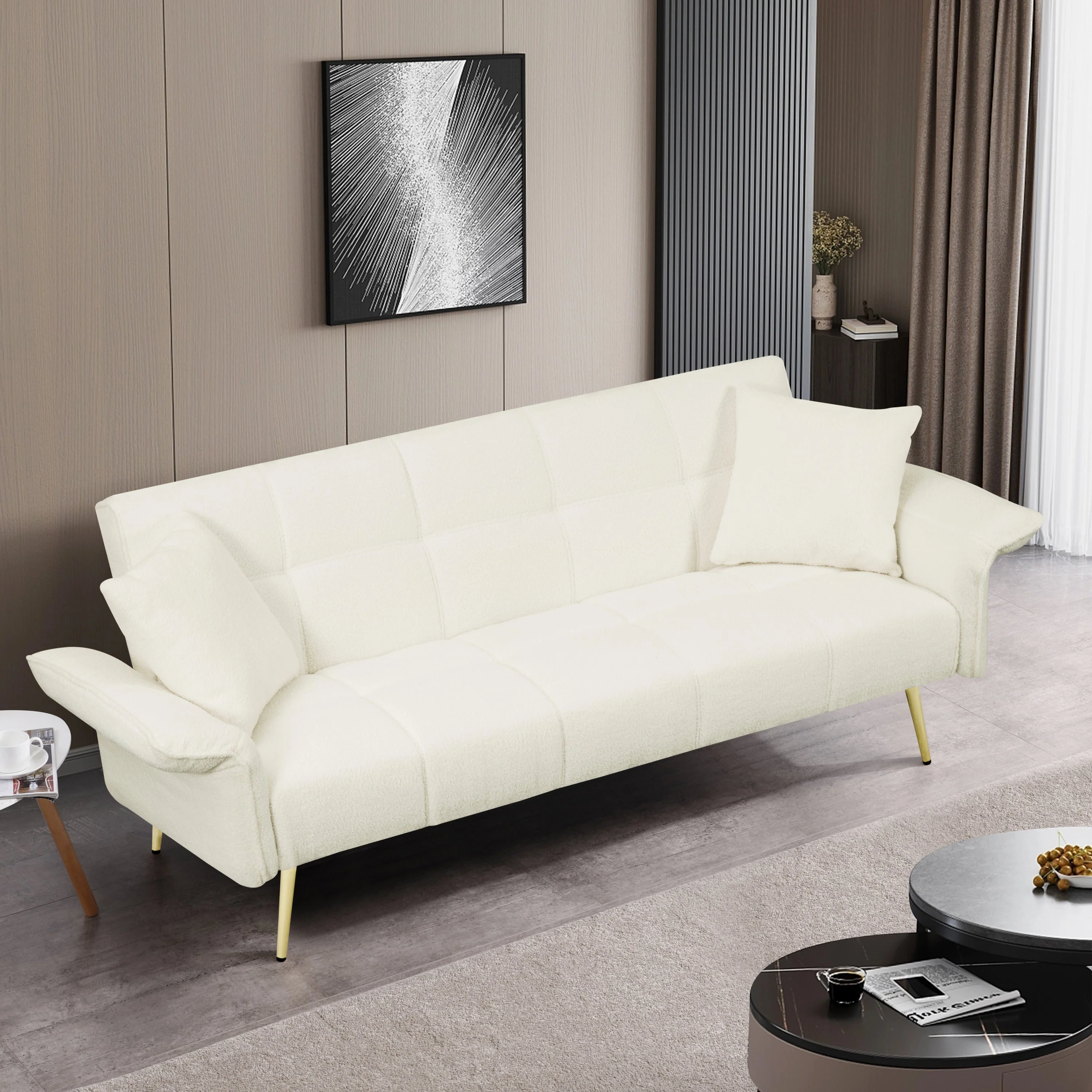 70.1" Futon Sofa Bed Convertible Double Sofa Bed with Folding Armrests - Image 7