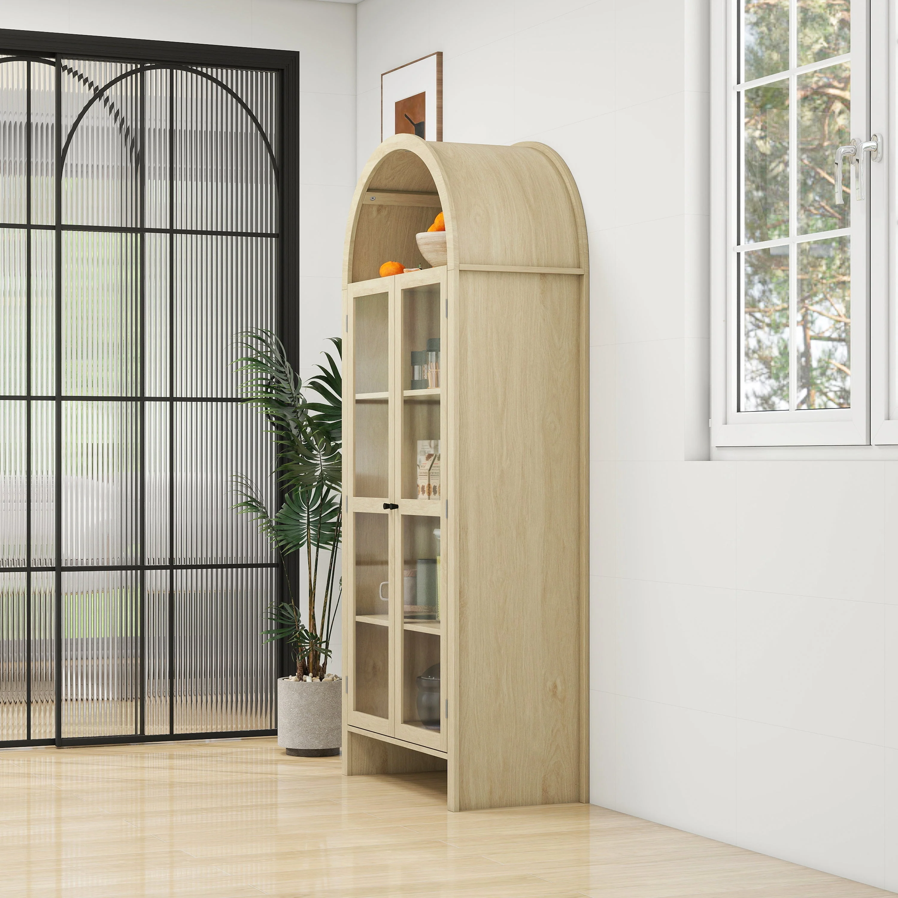 70.28" Tall Arched Kitchen Pantry Cabinet - Image 5