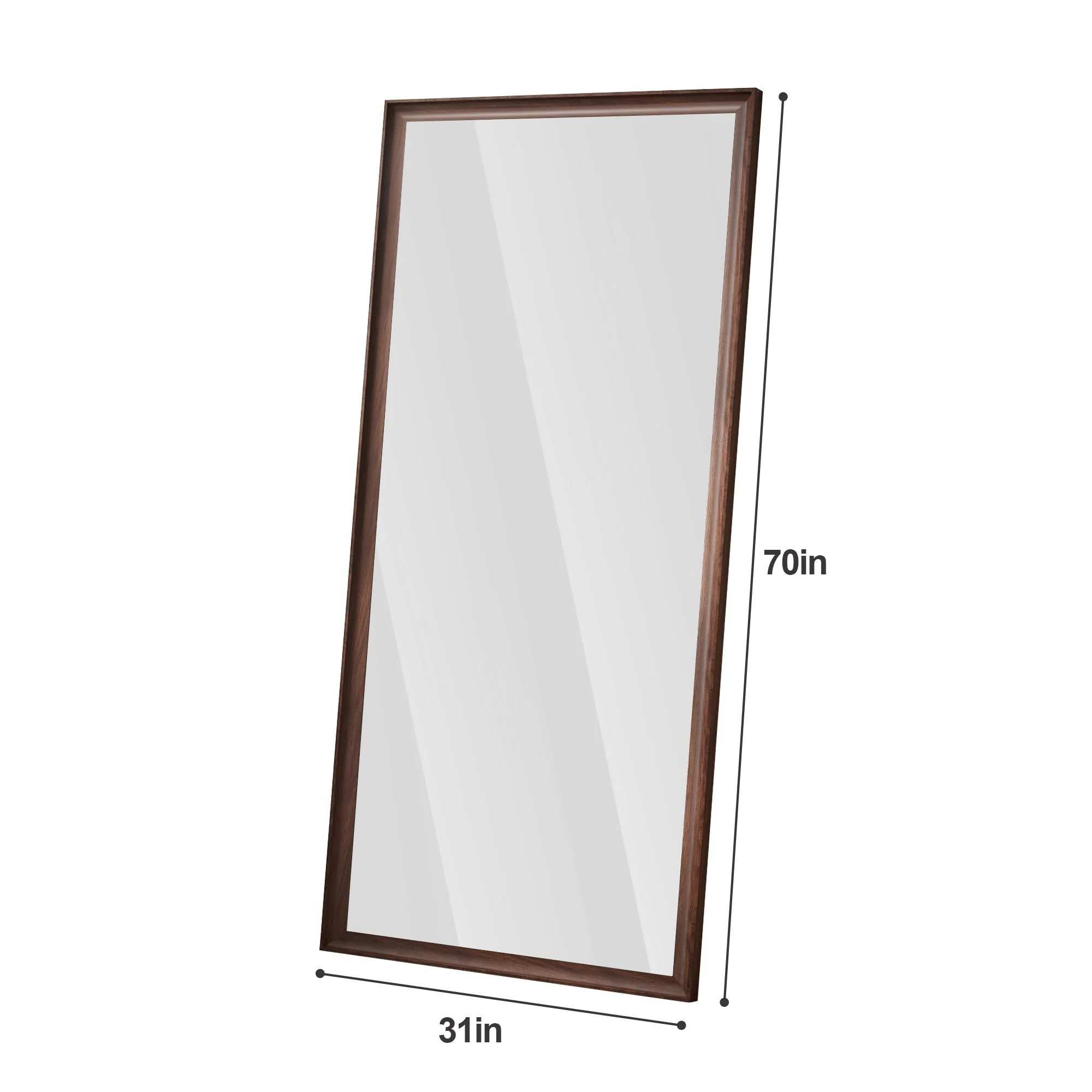 70*32 inch Full-Body Floor Mirror with Artificial Wood Frame in Antique Brown, Elegant Design for Bedrooms, Salons, and Clothing Stores - Image 3