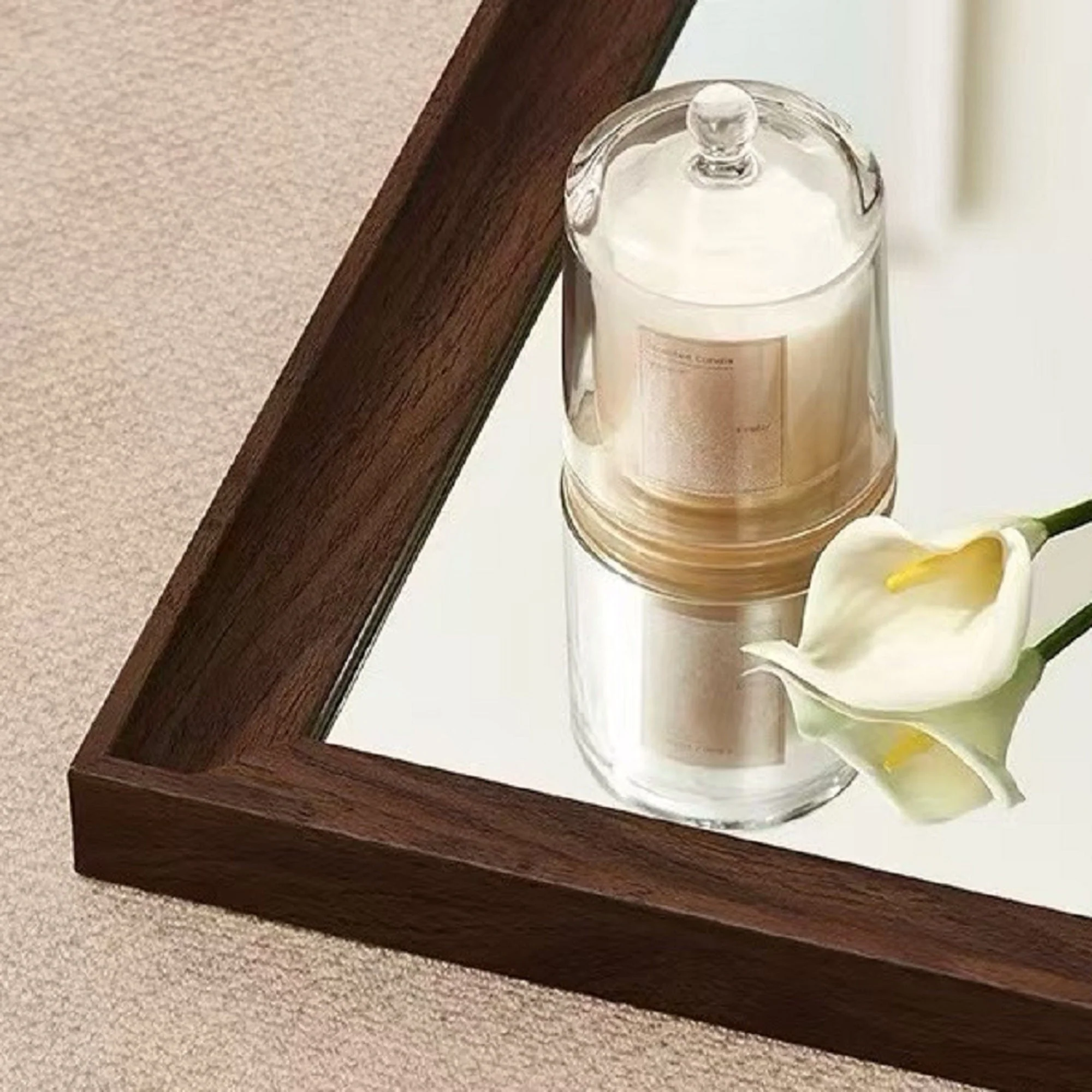 70*32 inch Full-Body Floor Mirror with Artificial Wood Frame in Antique Brown, Elegant Design for Bedrooms, Salons, and Clothing Stores - Image 7