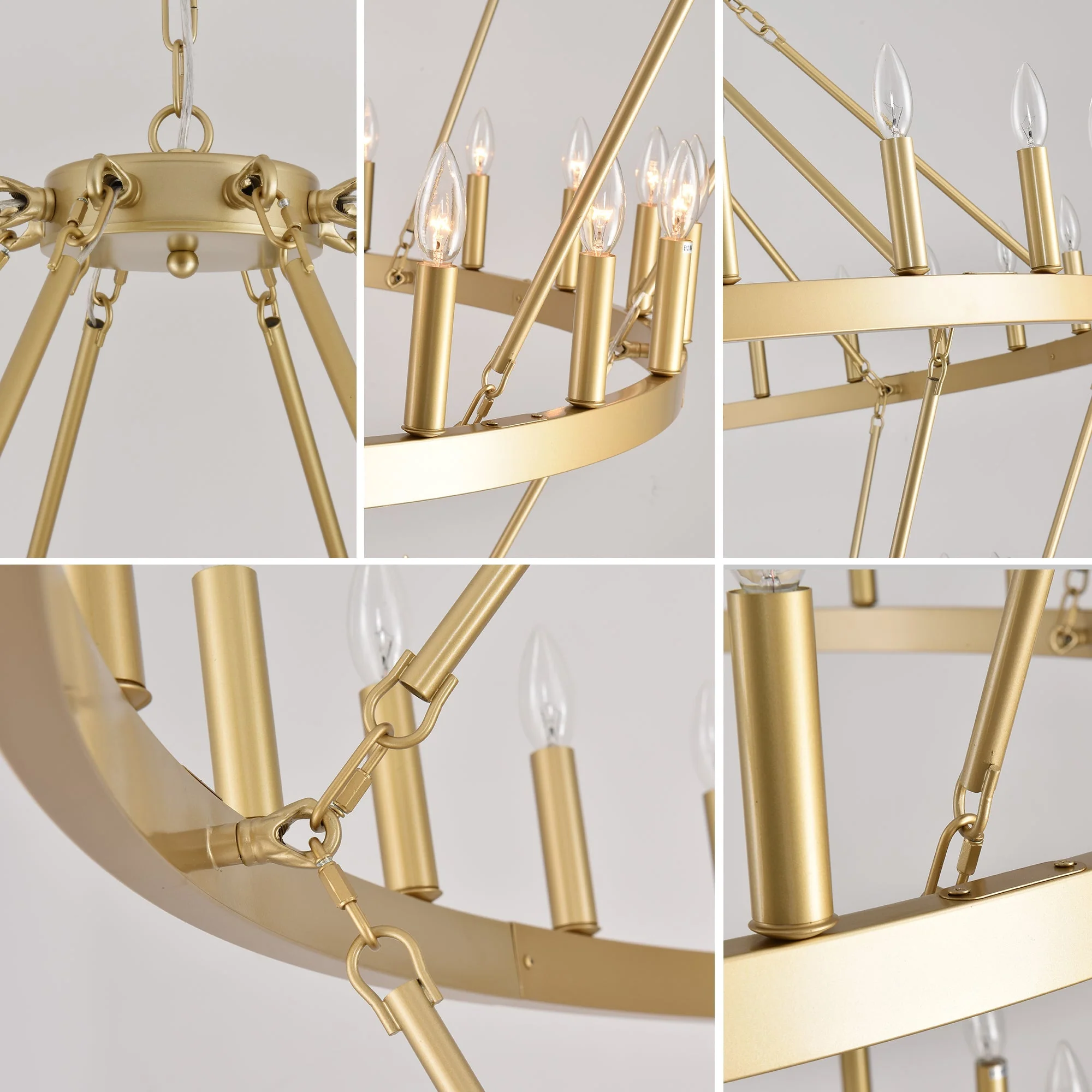 70.87 Inch 3-Tier Wagon Wheel Chandelier - Image 10