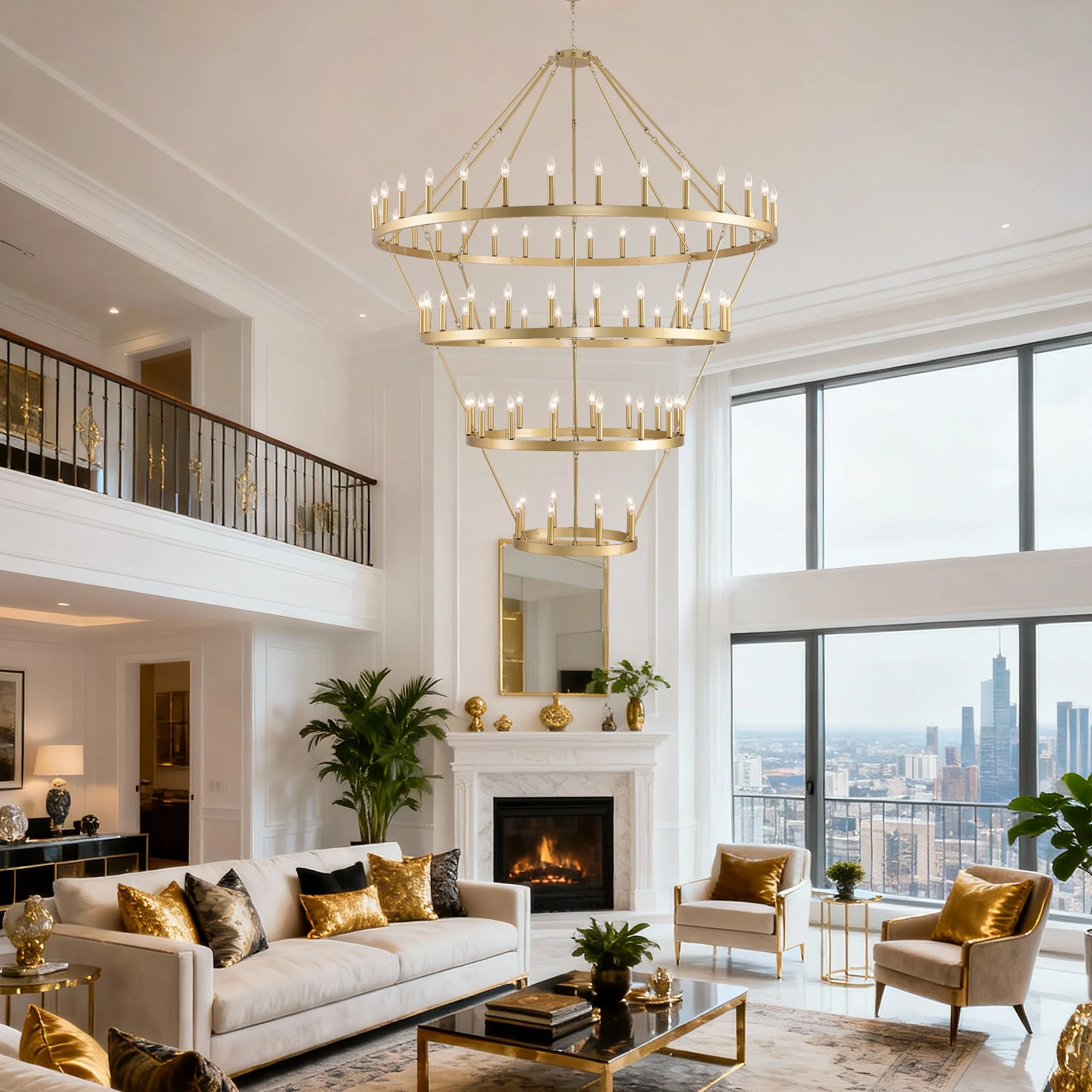 70.87 Inch 3-Tier Wagon Wheel Chandelier - Image 6