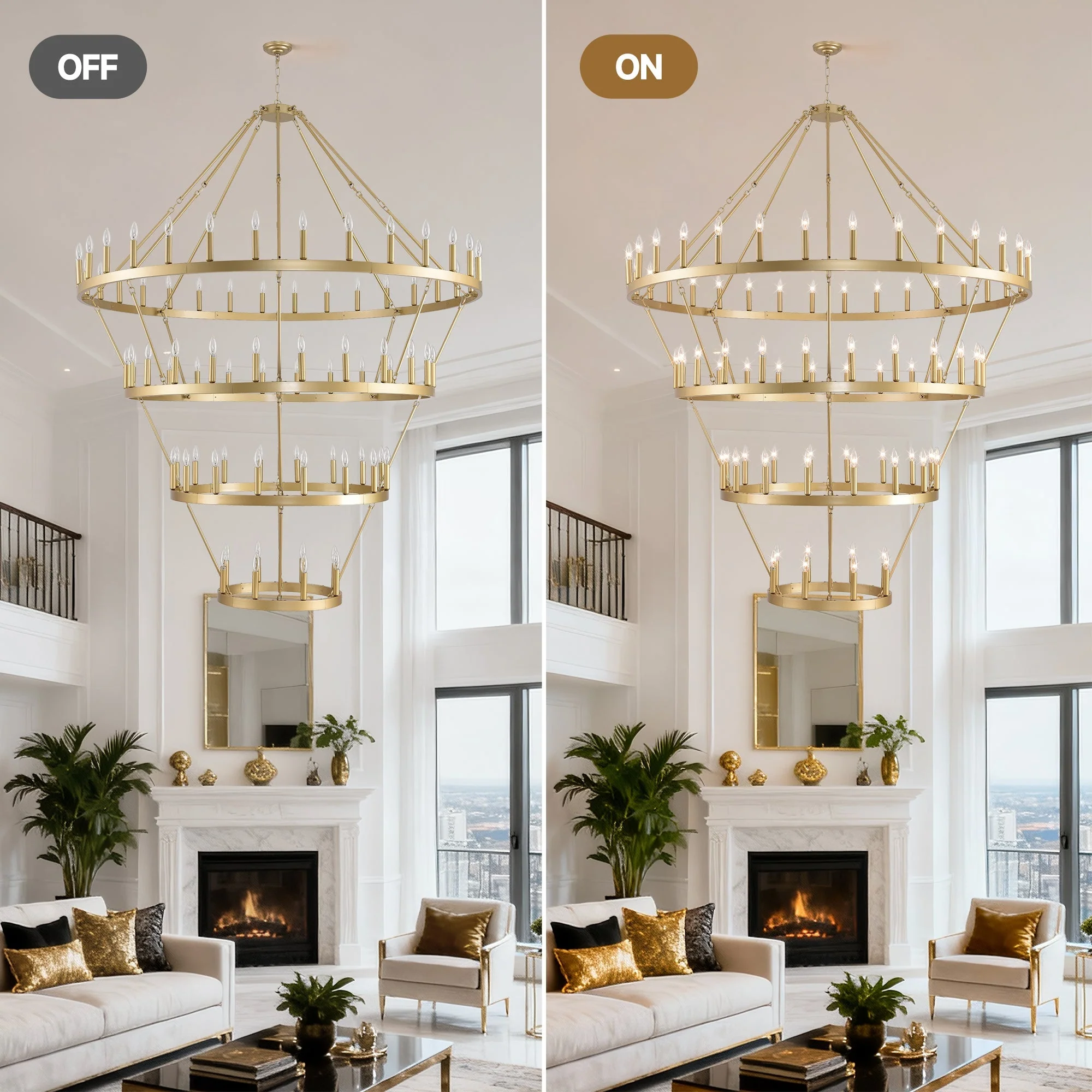 70.87 Inch 3-Tier Wagon Wheel Chandelier - Image 8
