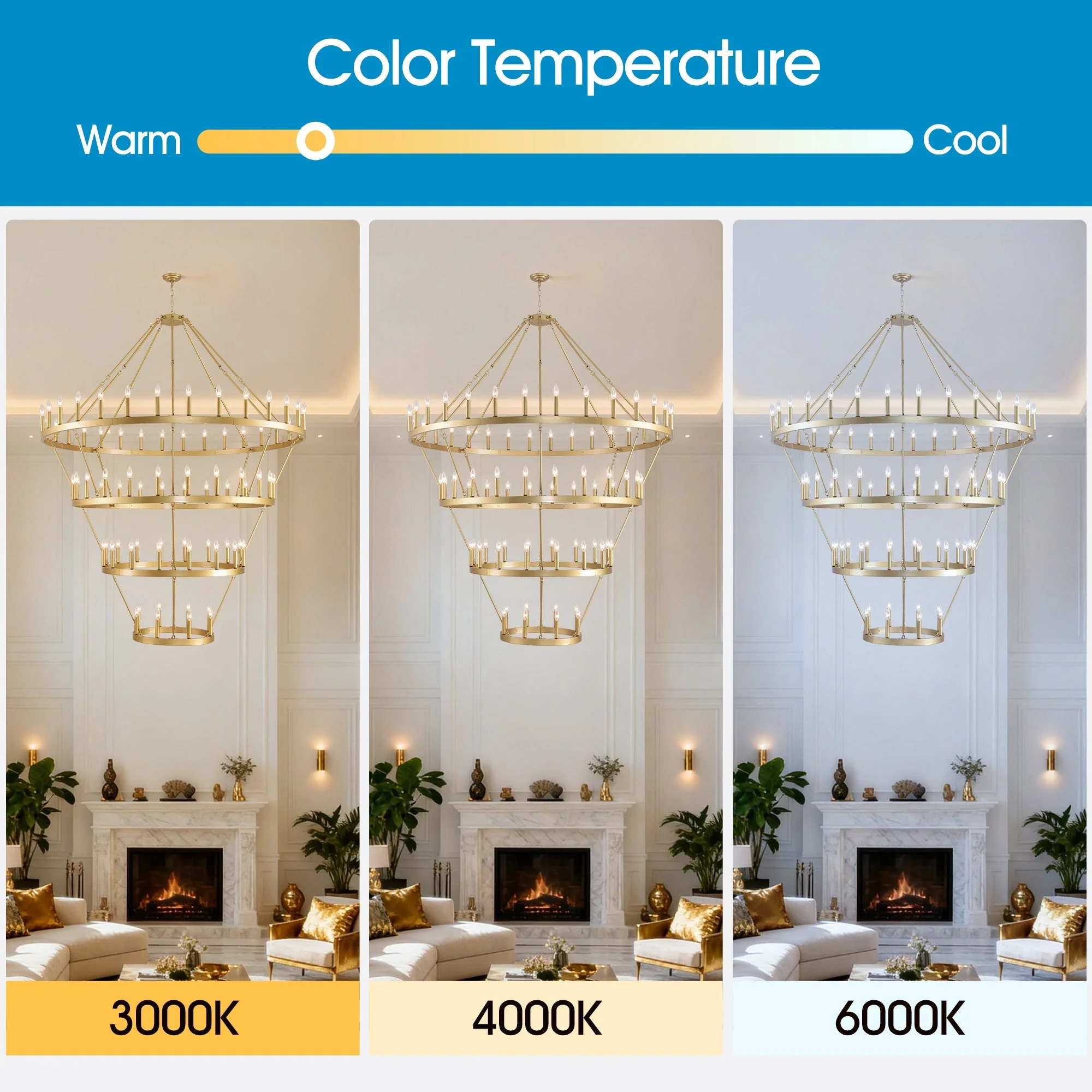 70.87 Inch 3-Tier Wagon Wheel Chandelier - Image 9