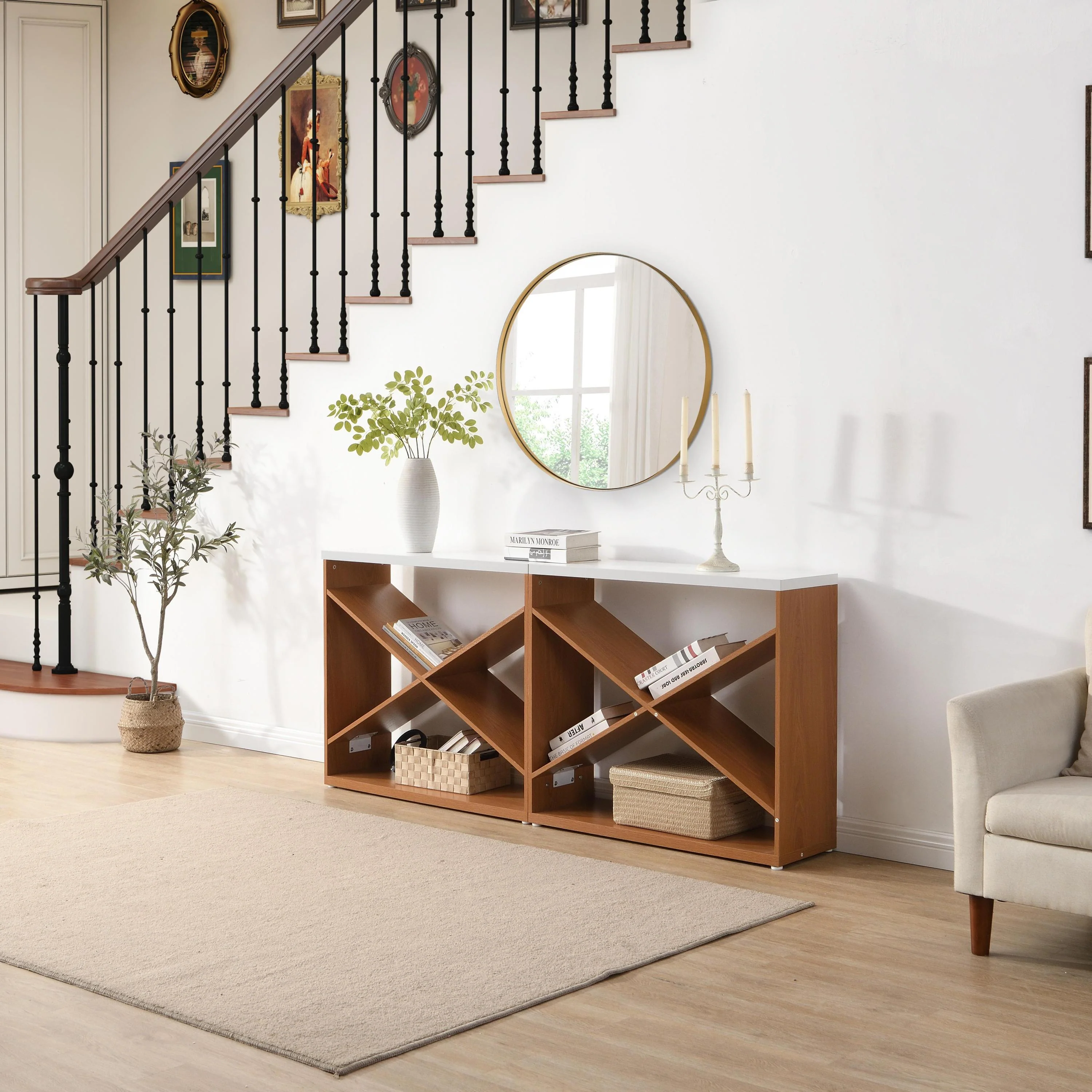 70.87 Inch Farmhouse Console Table in White - Image 2