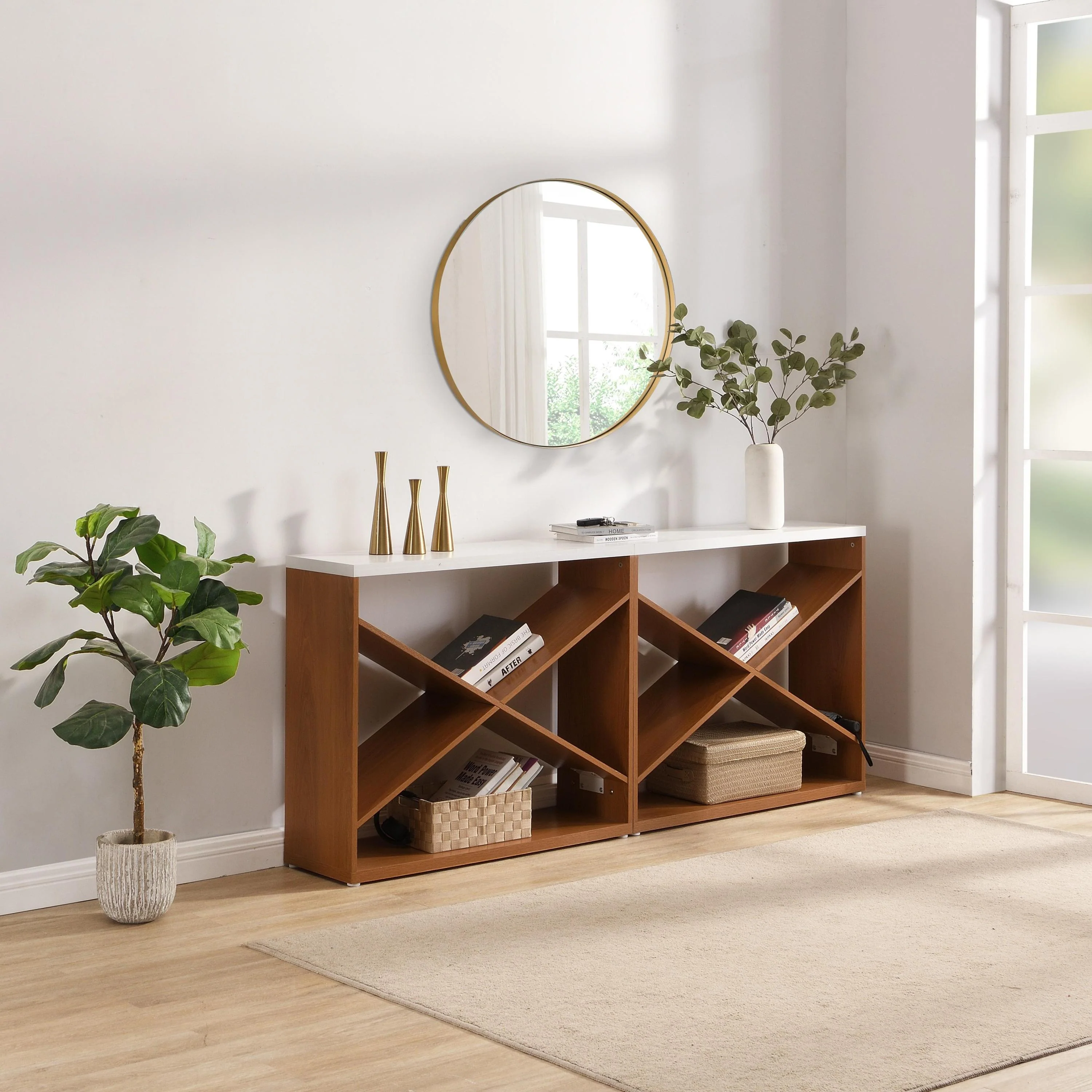 70.87 Inch Farmhouse Console Table in White - Image 5