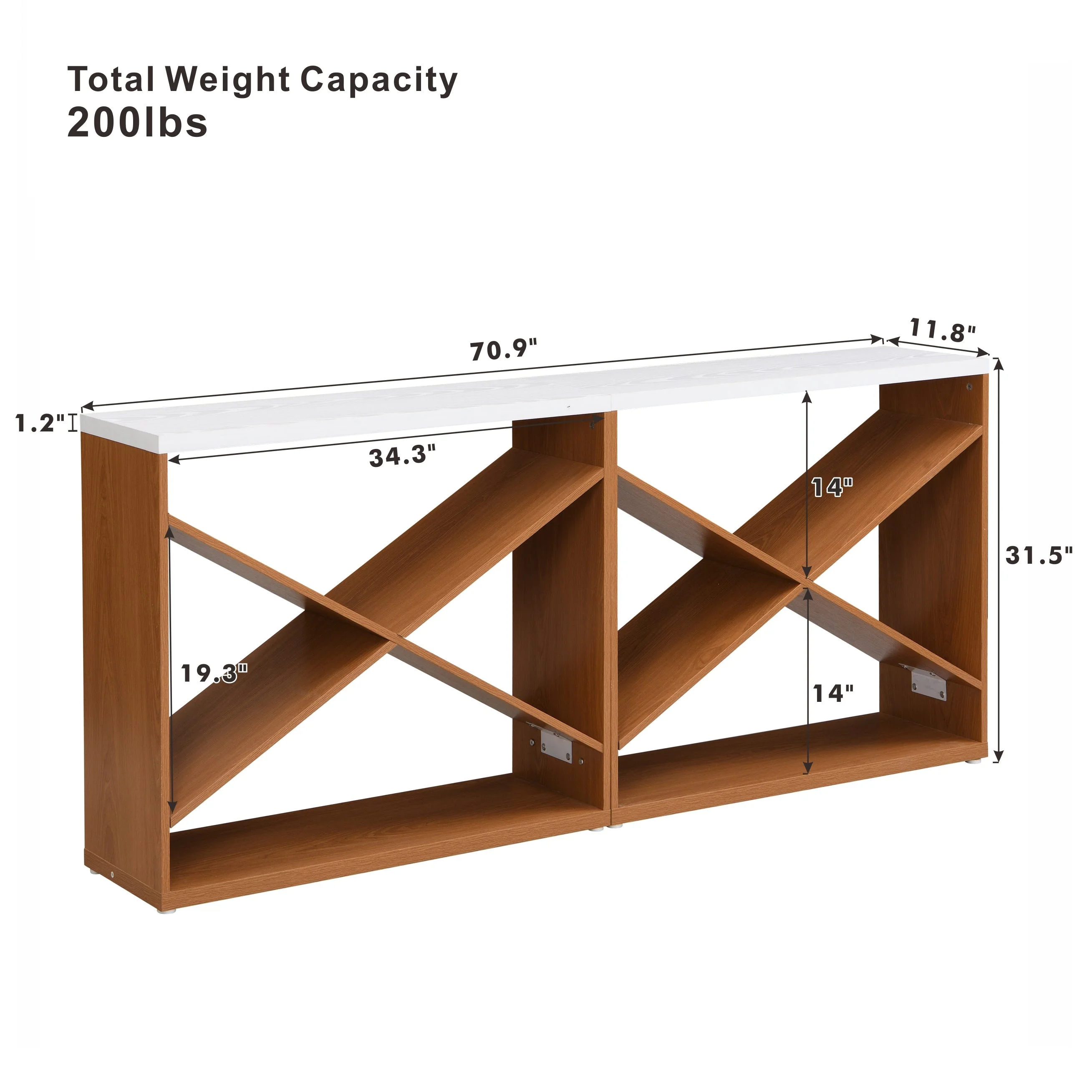 70.87 Inch Farmhouse Console Table in White - Image 7