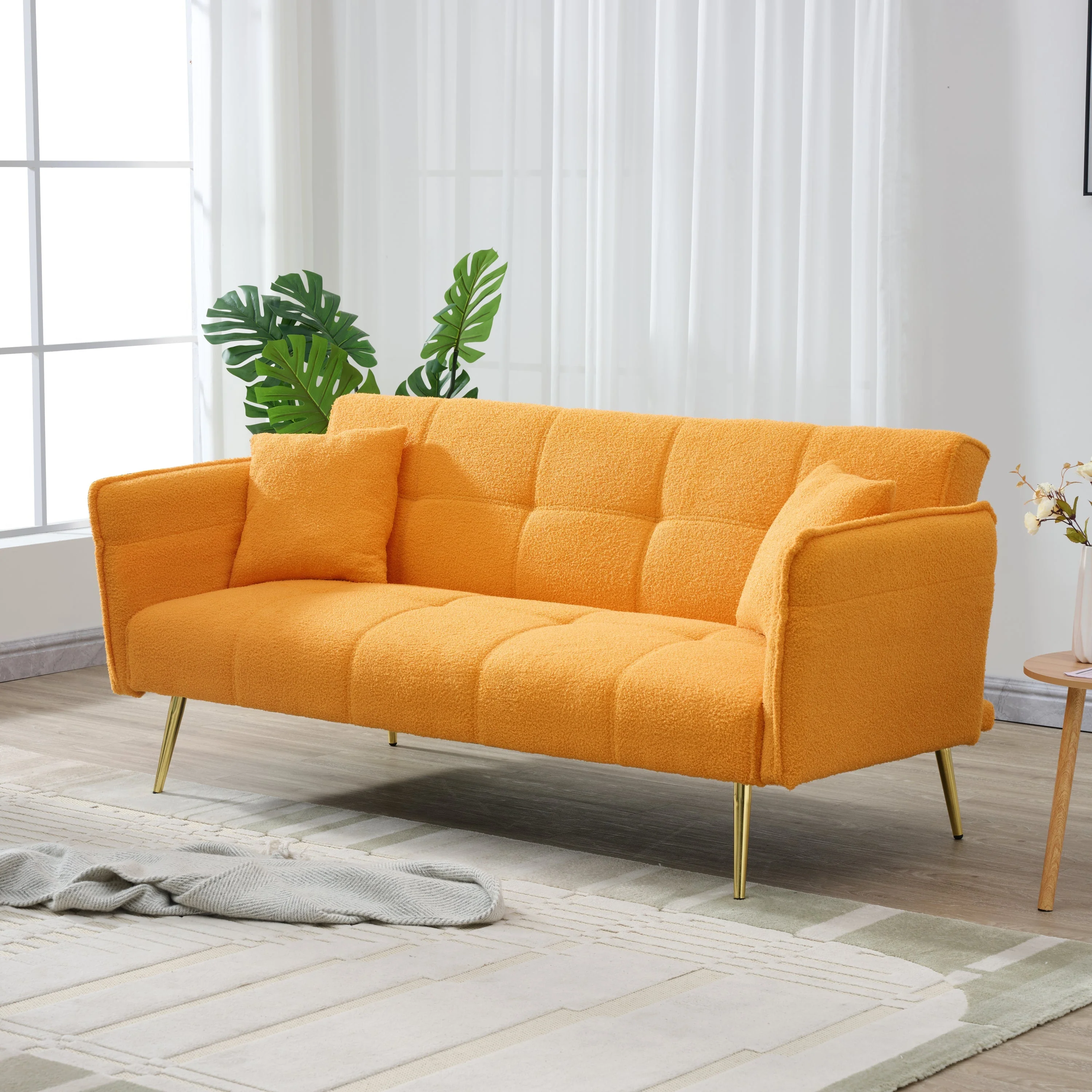 70-Inch Teddy Fleece Sofabed with Adjustable Arms and Backrest - Image 3