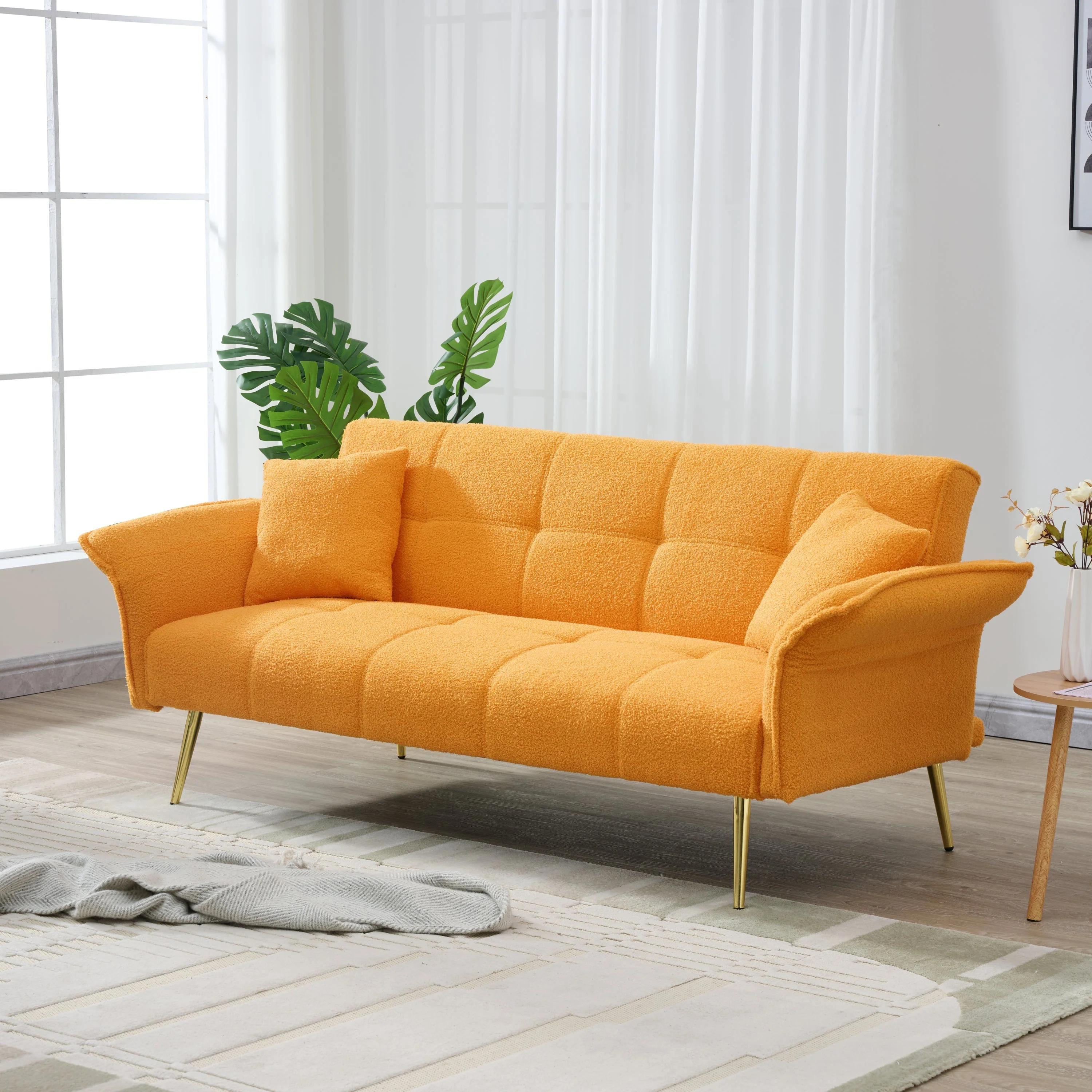 70-Inch Teddy Fleece Sofabed with Adjustable Arms and Backrest - Image 4